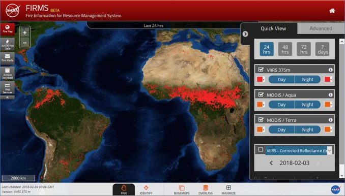 Active Fire Maps NASA FIRMS MODIS