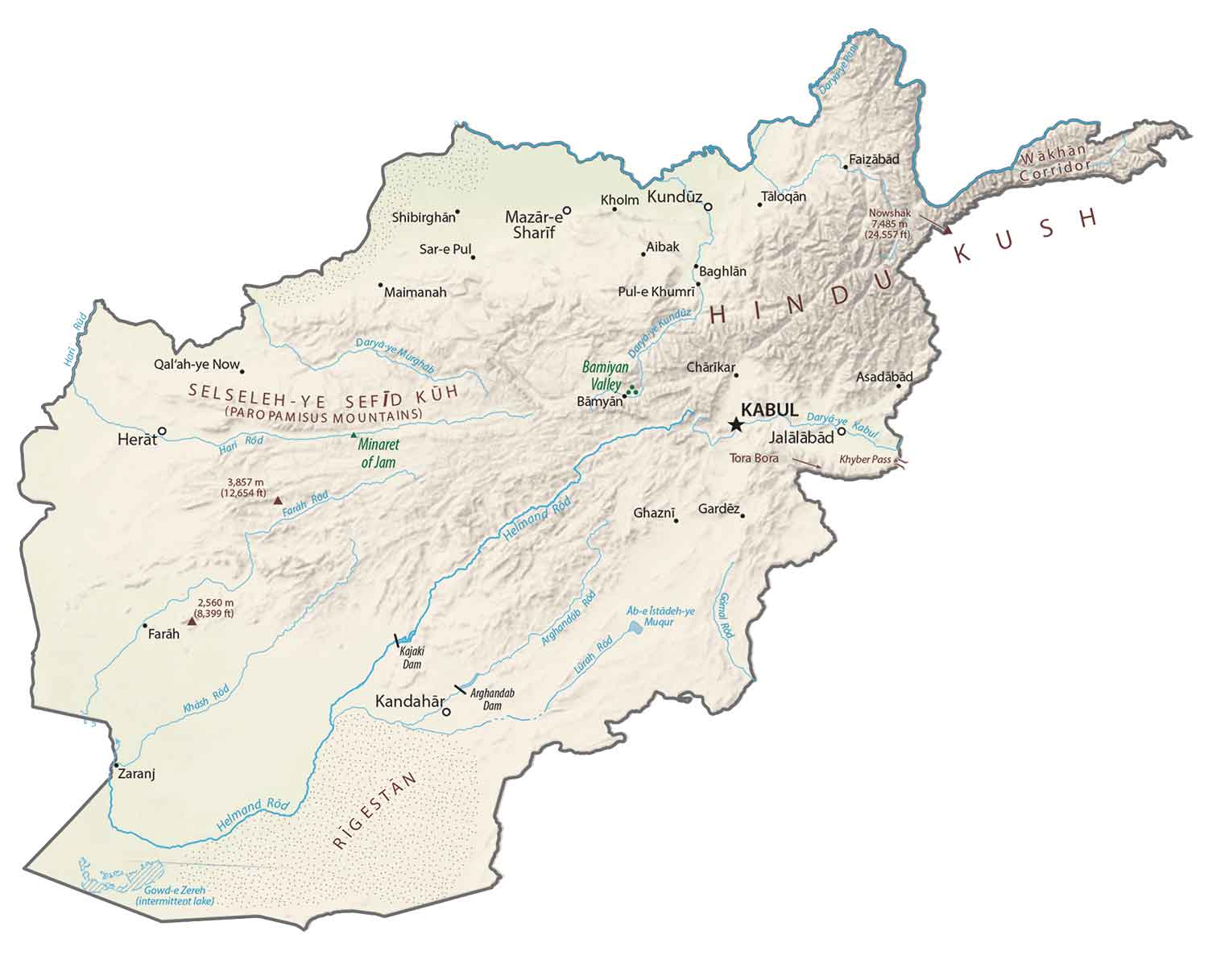 Afghanistan Physical Map