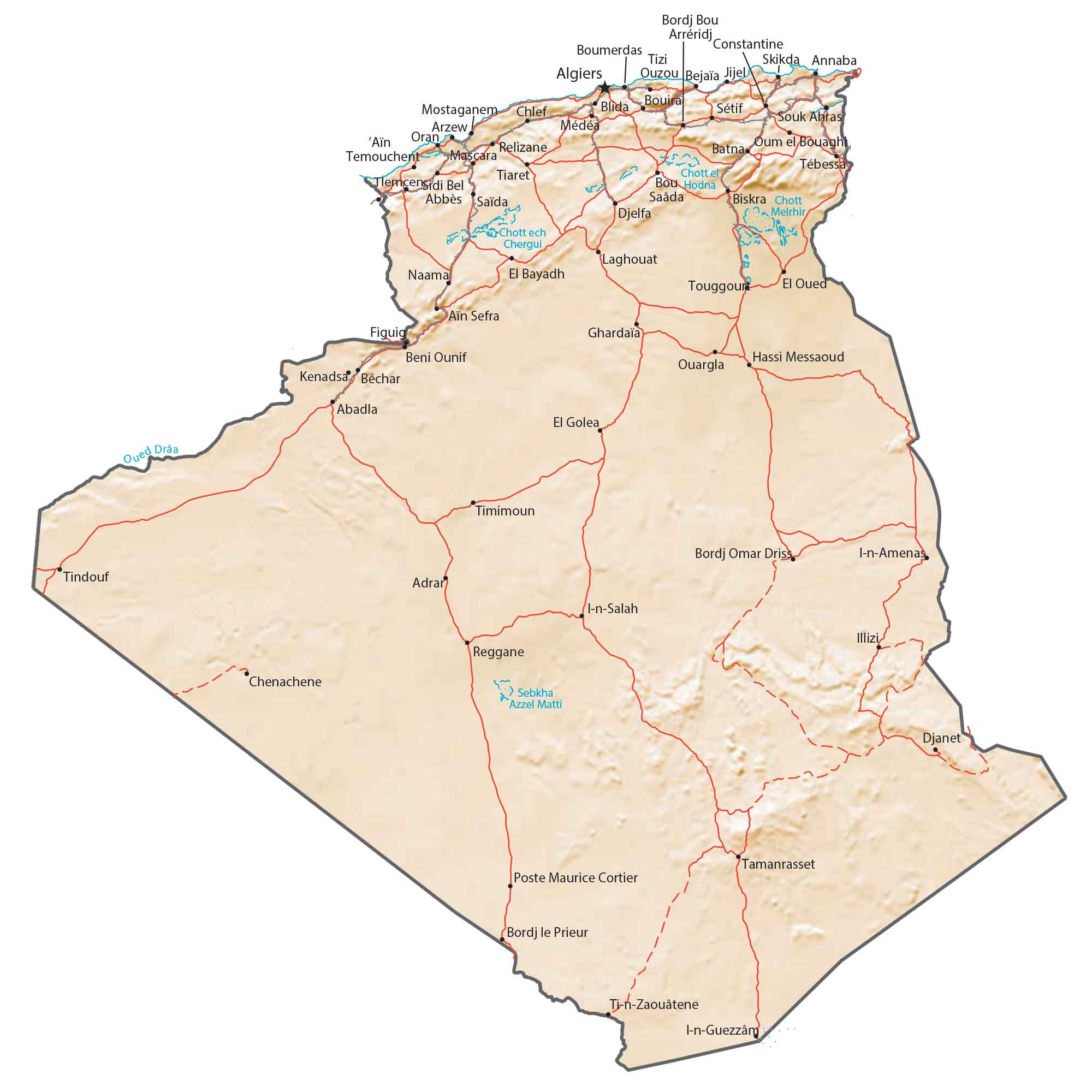 Algeria Physical Map