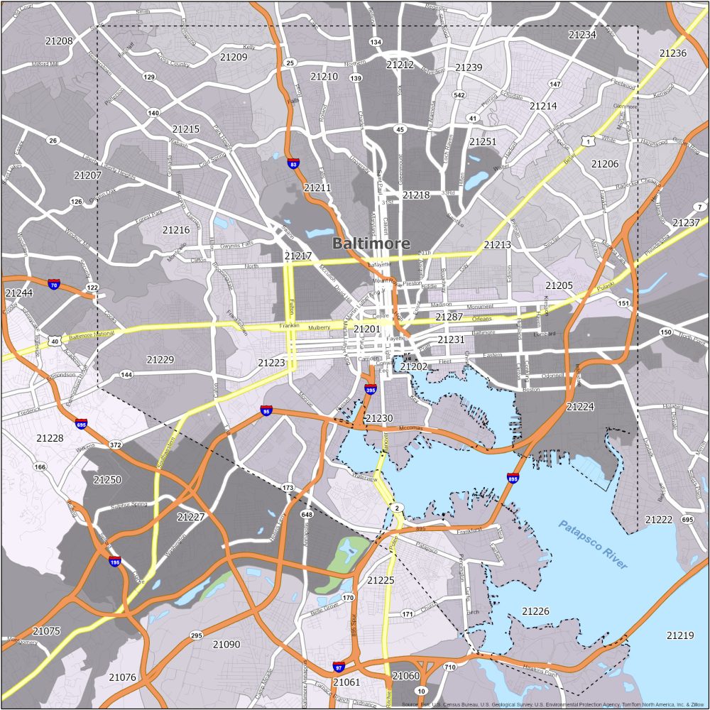 Baltimore Zip Code Map
