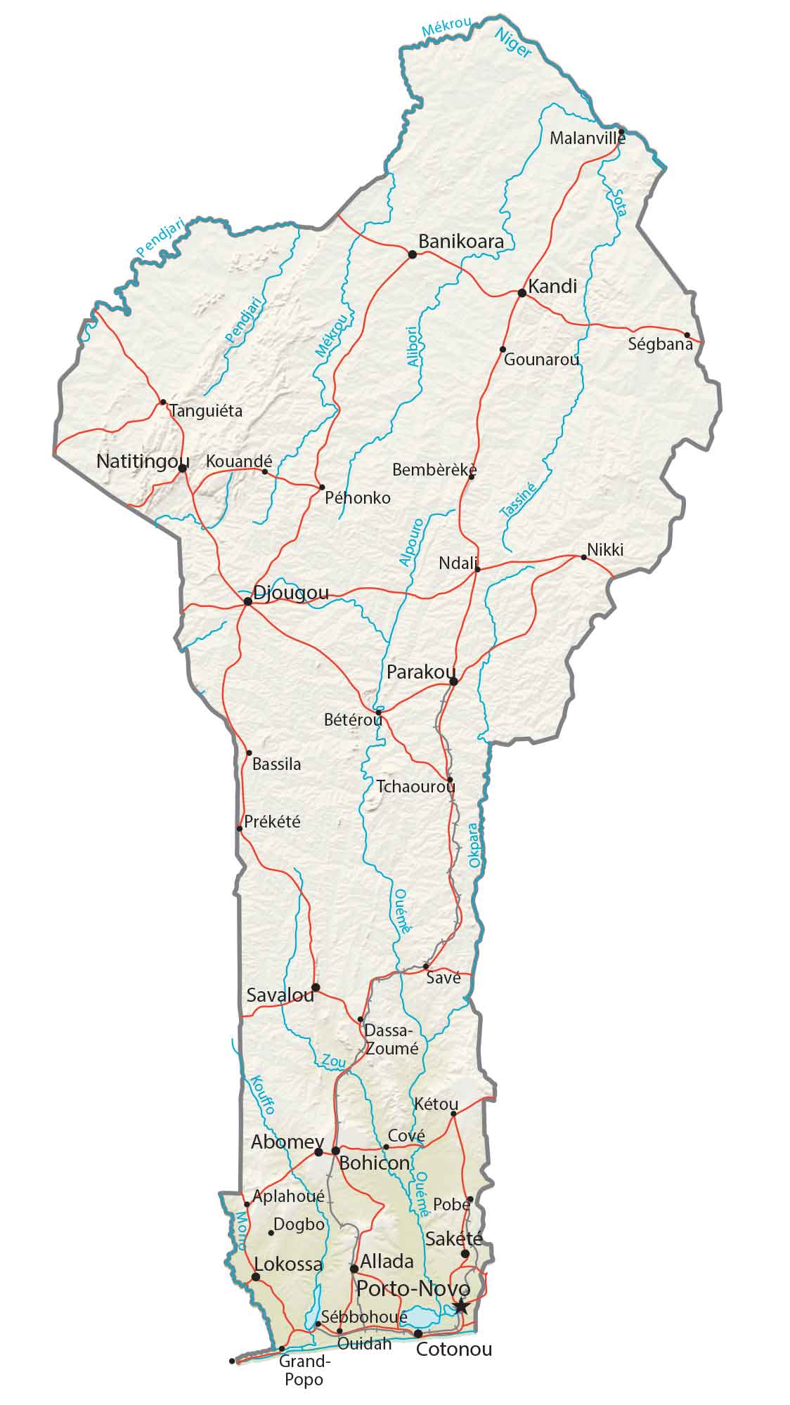 Benin Physical Map