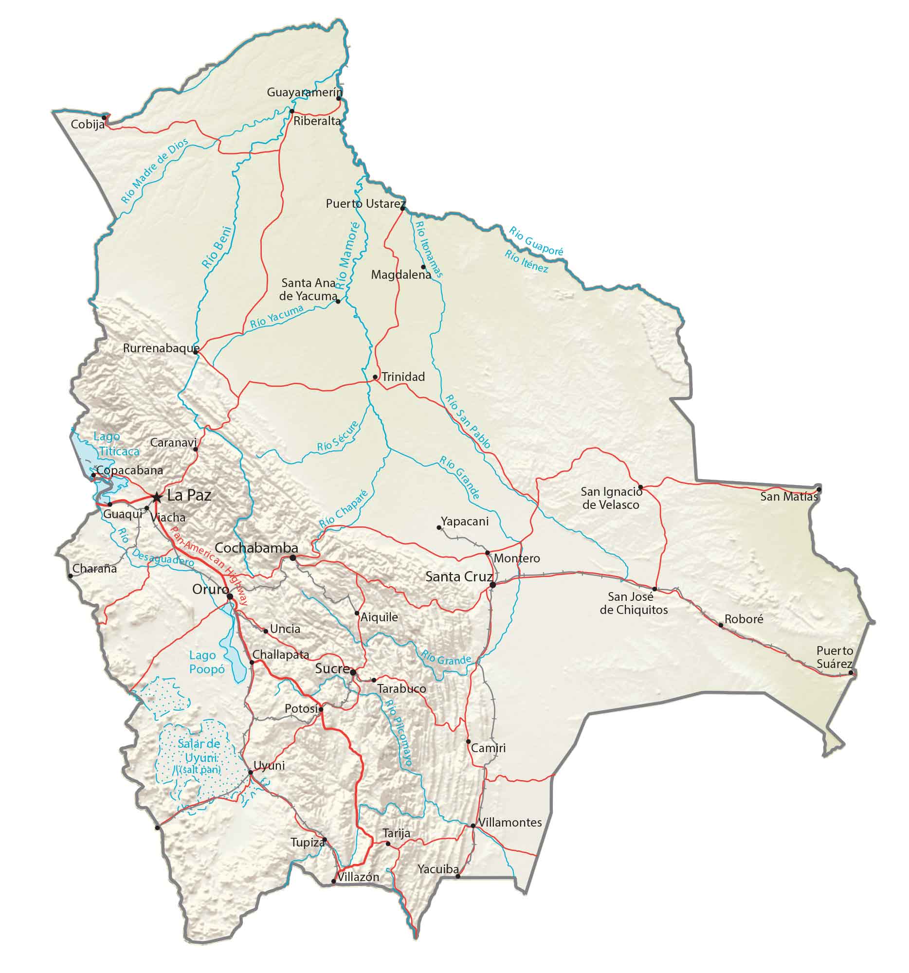 Bolivia Physical Map