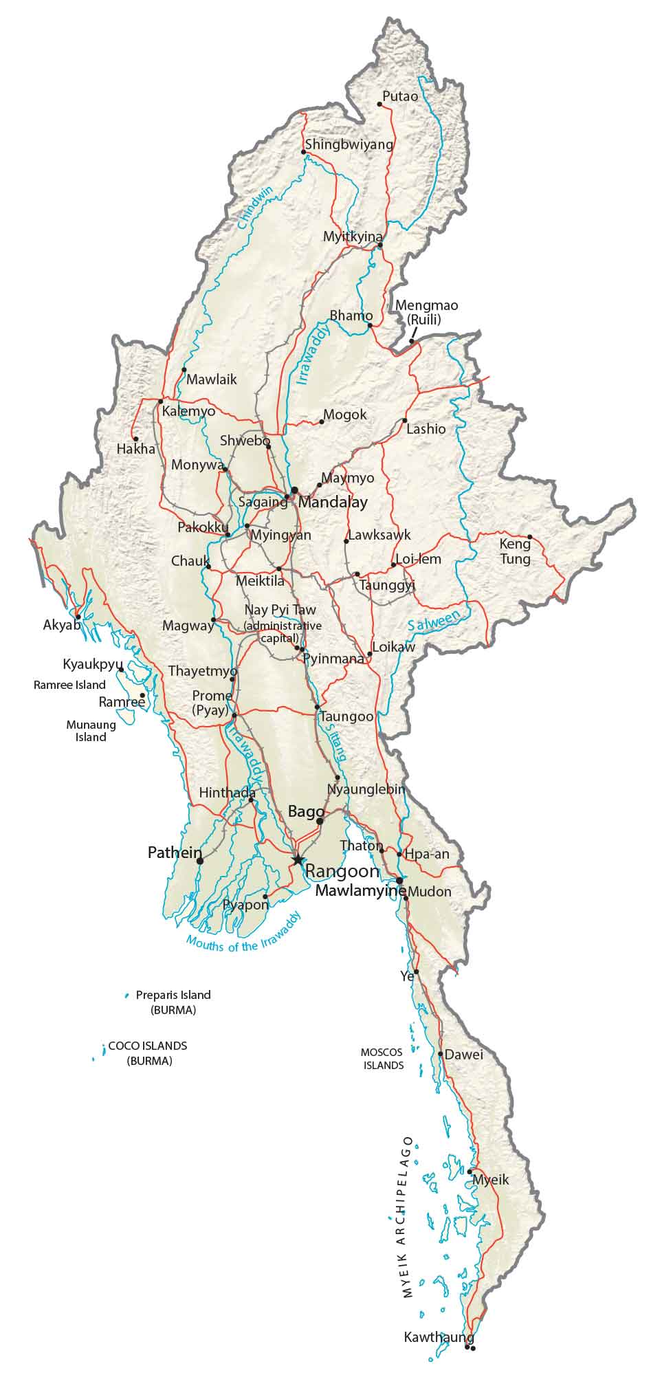 Burma Physical Map