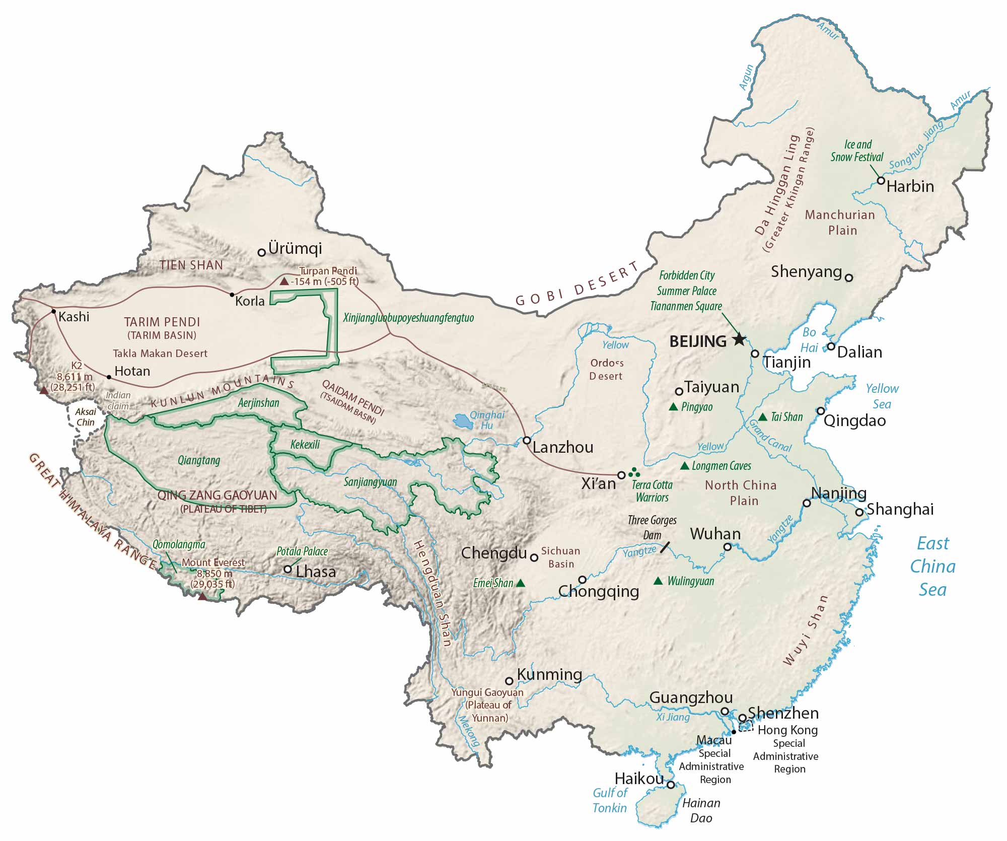 China Physical Map