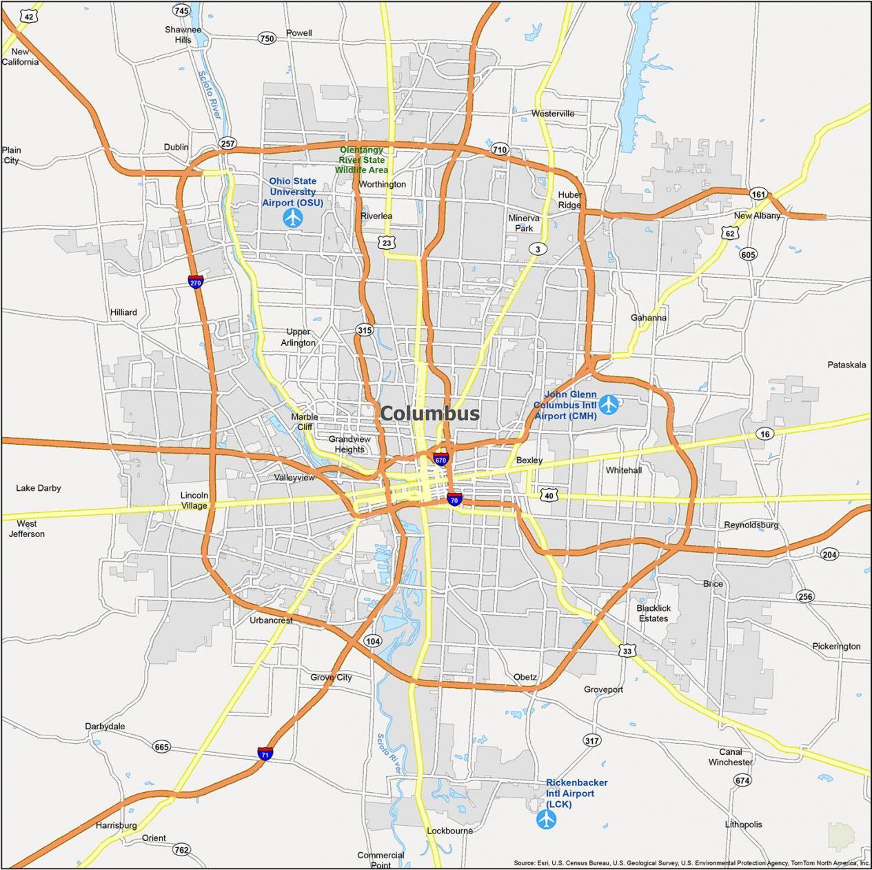 Columbus Map Ohio