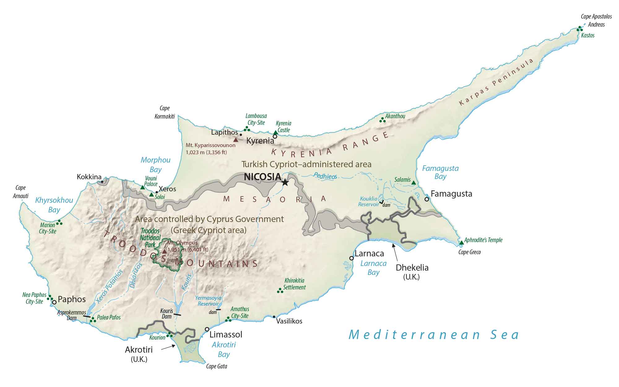 Cyprus Physical Map