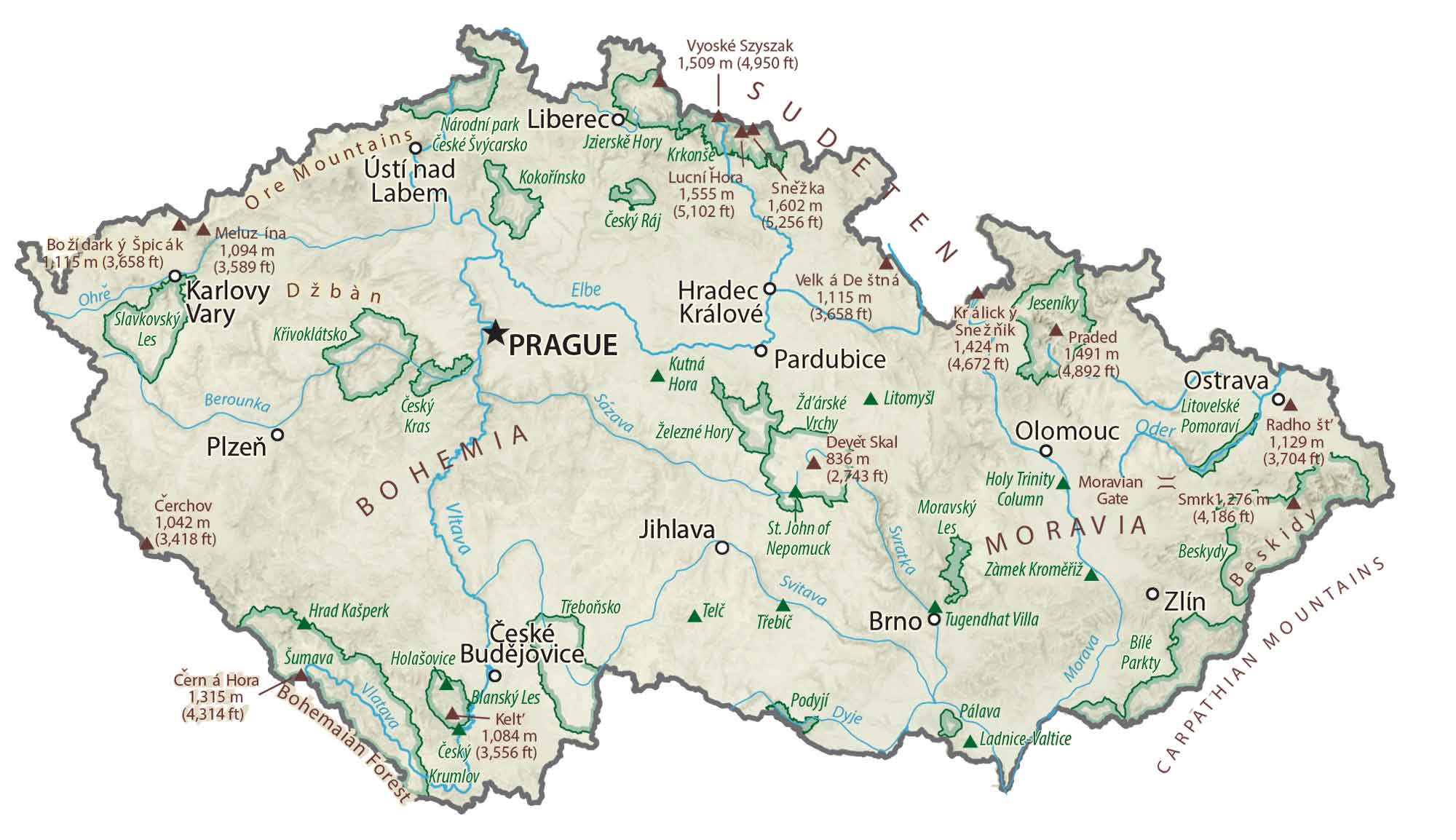 Czech Republic Physical Map