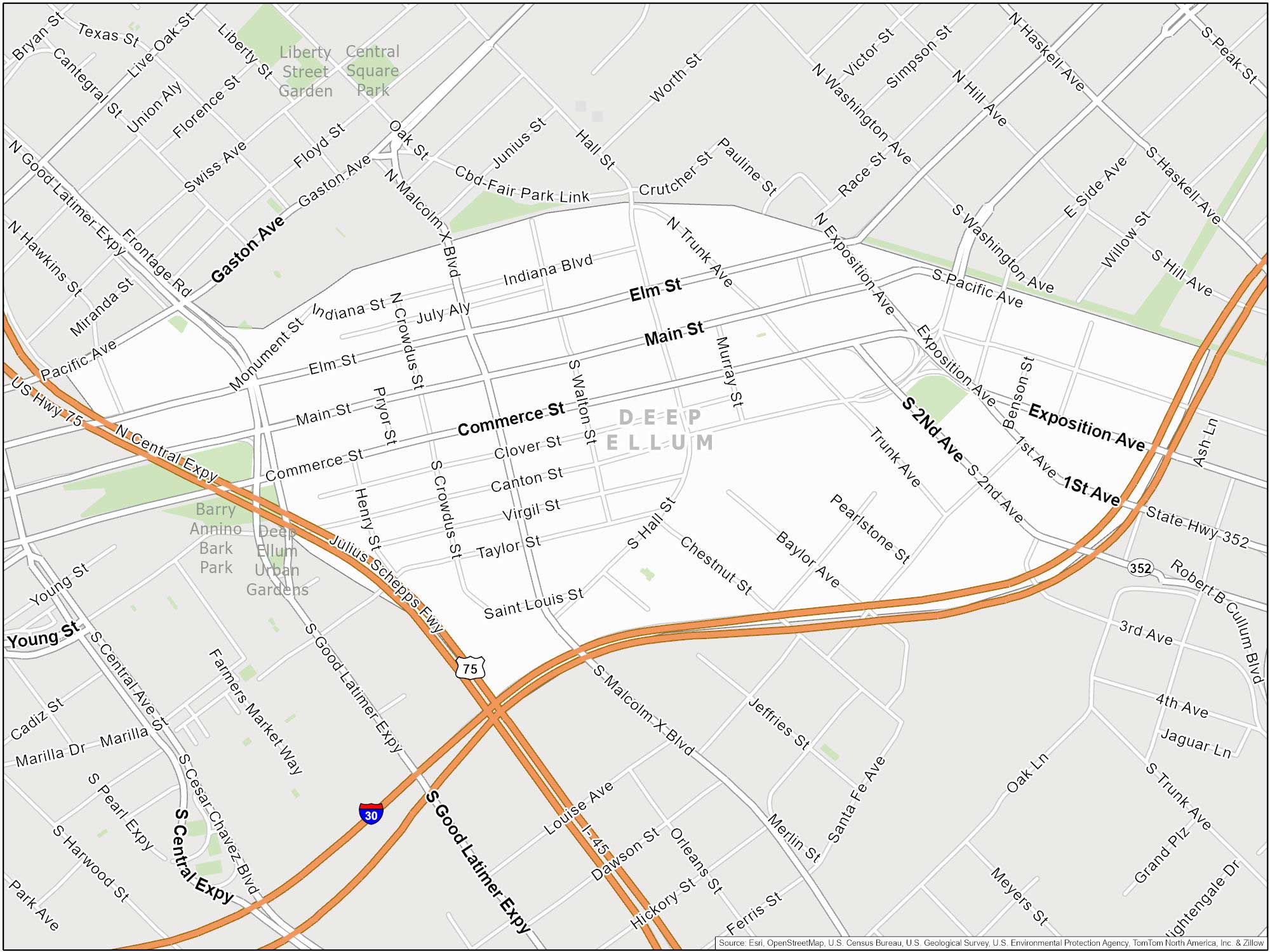 Dallas Deep Ellum Map