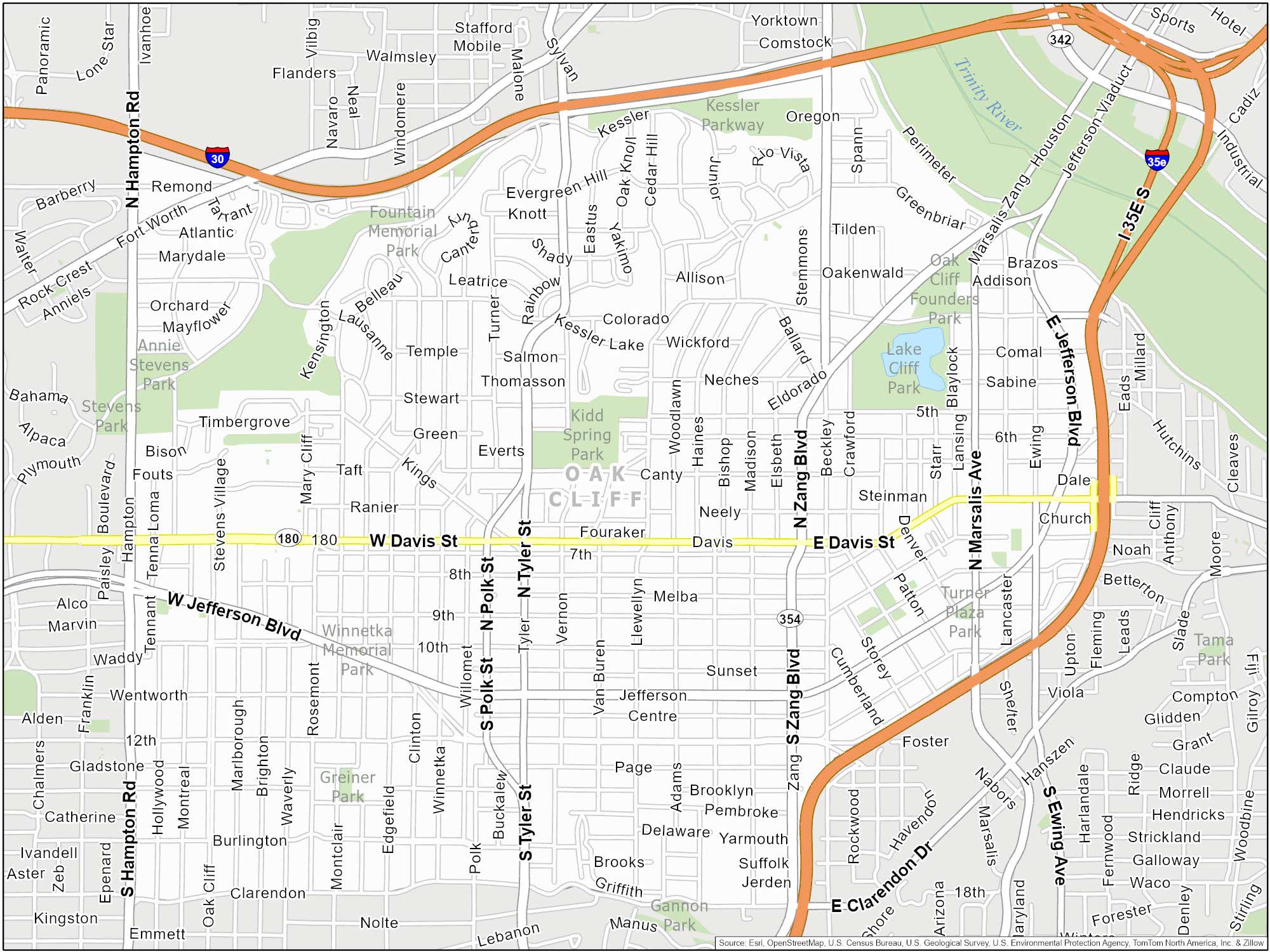 Dallas Oak Cliff Map