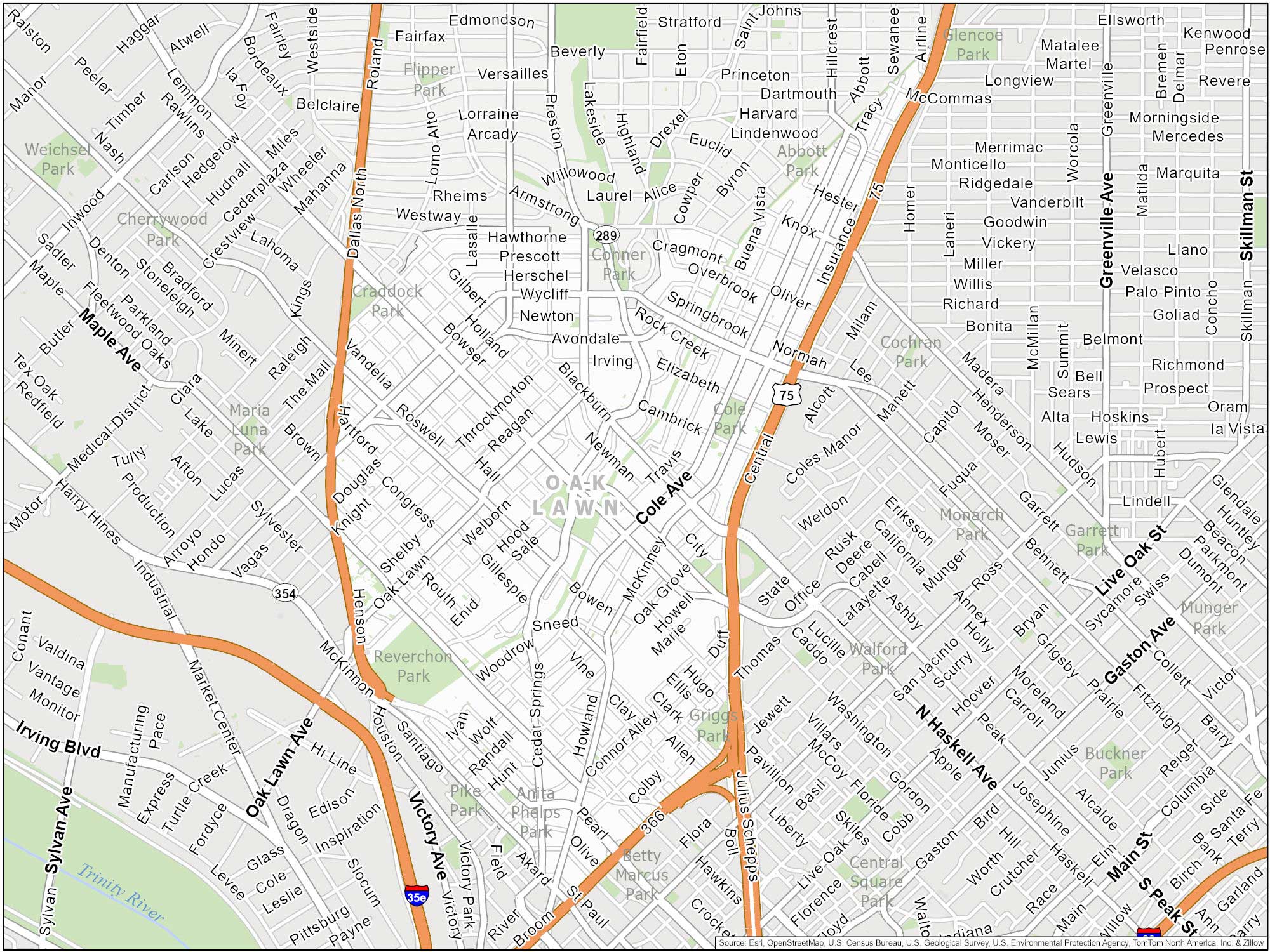 Dallas Oak Lawn Map