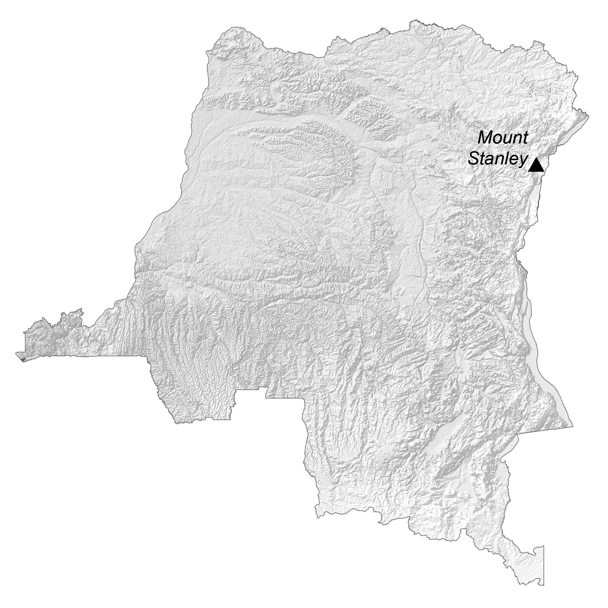 Democratic Republic of Congo Elevation Map