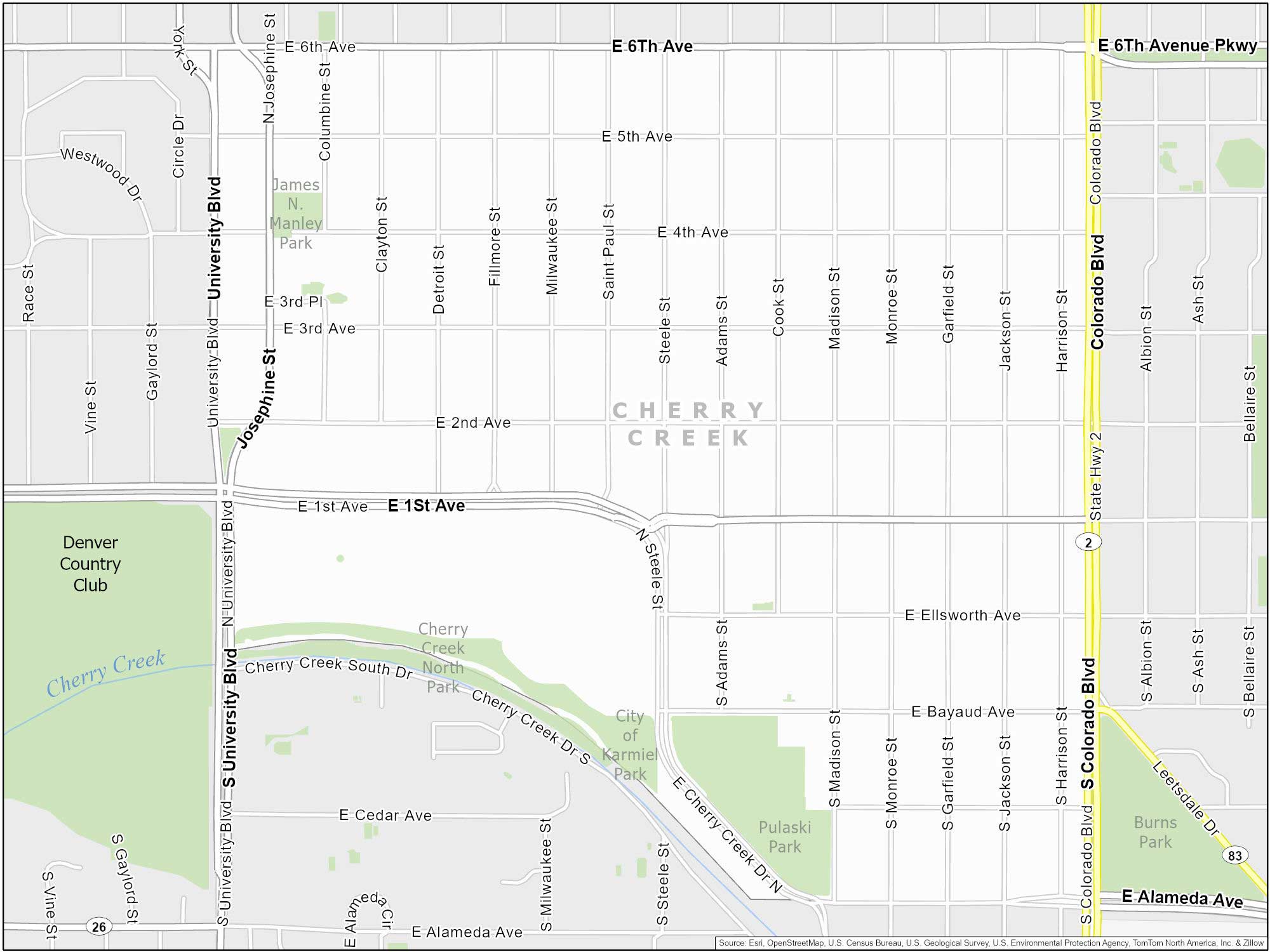 Denver Cherry Creek Map