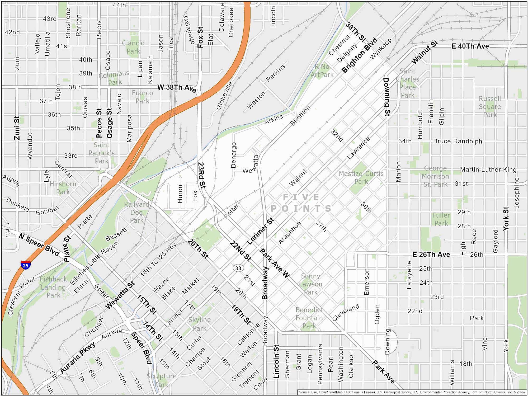 Denver Five Points Map