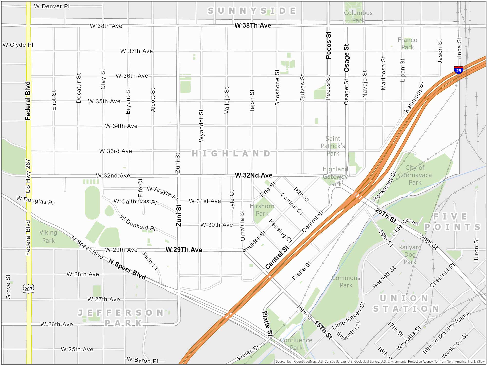 Denver Highlands Map
