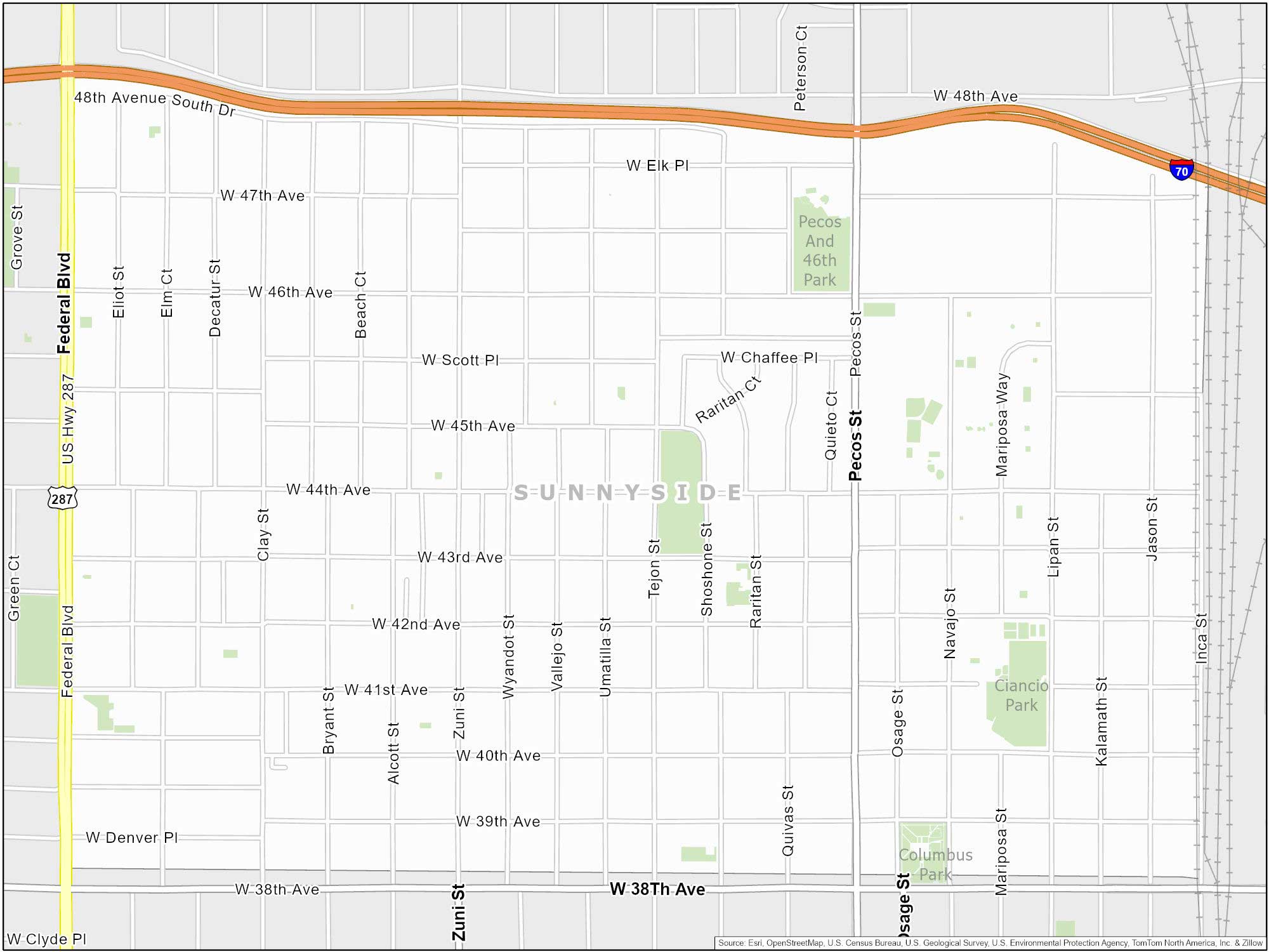 Denver Sunnyside Map