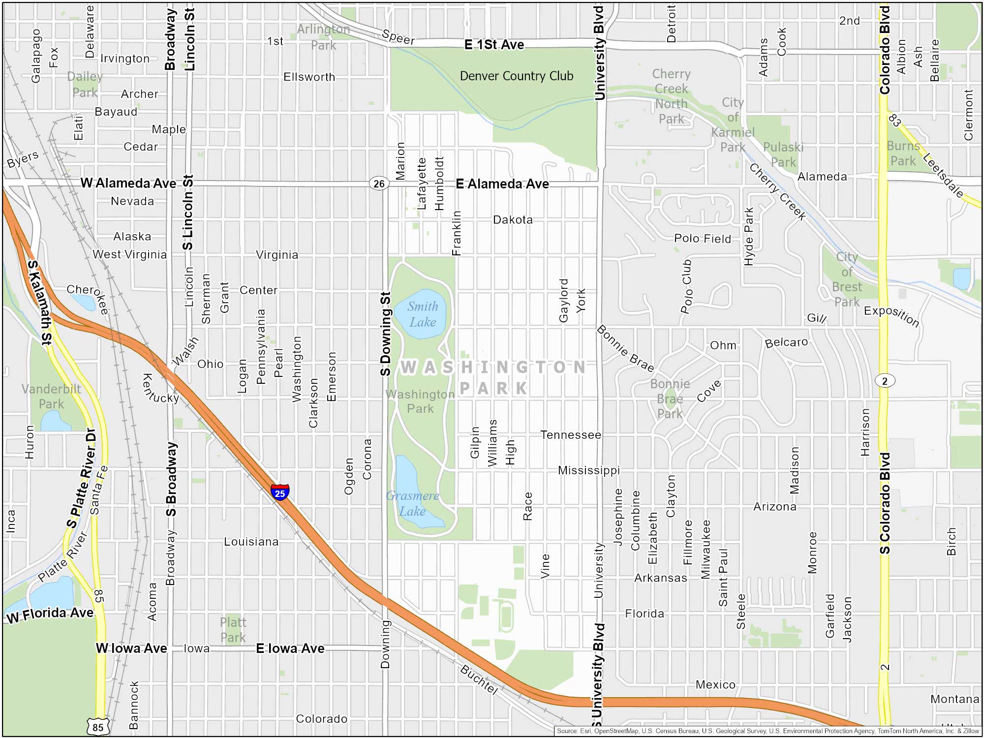Denver Washington Park Map