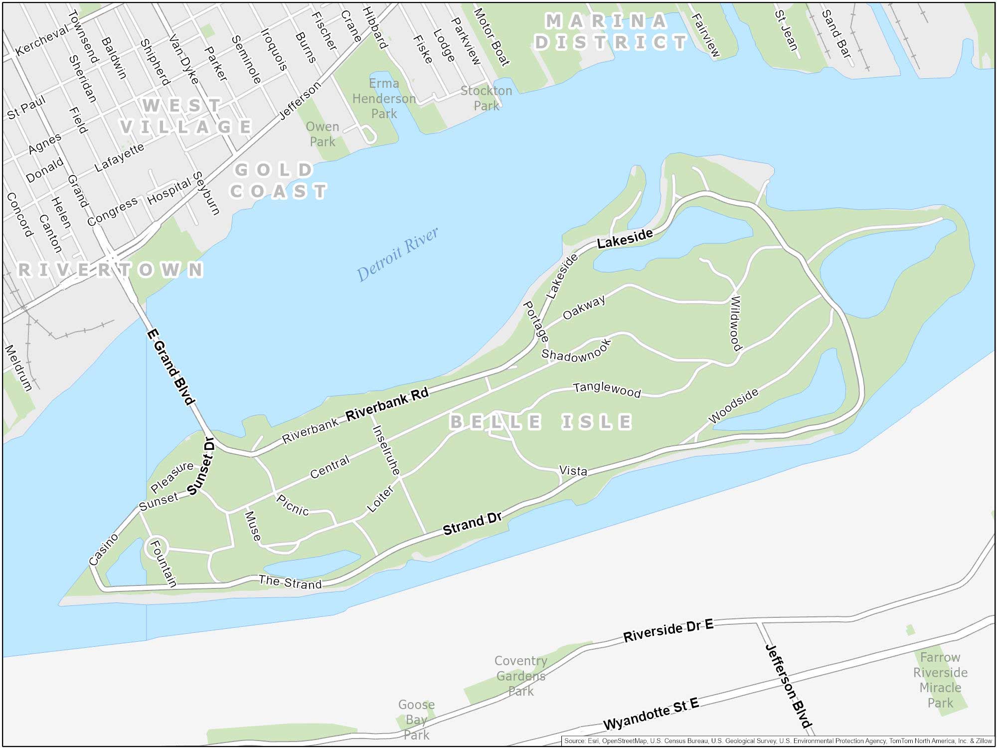 Detroit Belle Isle Map