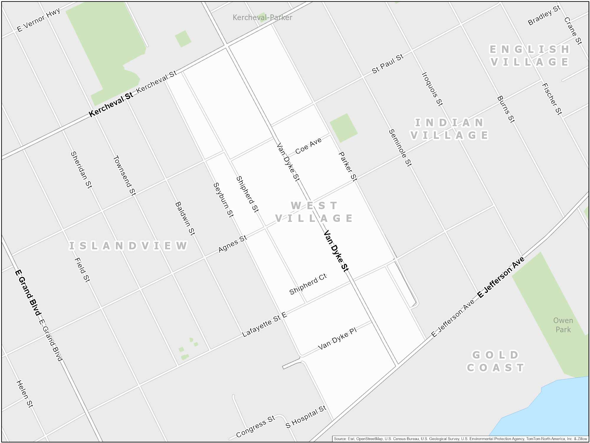 Detroit West Village Map