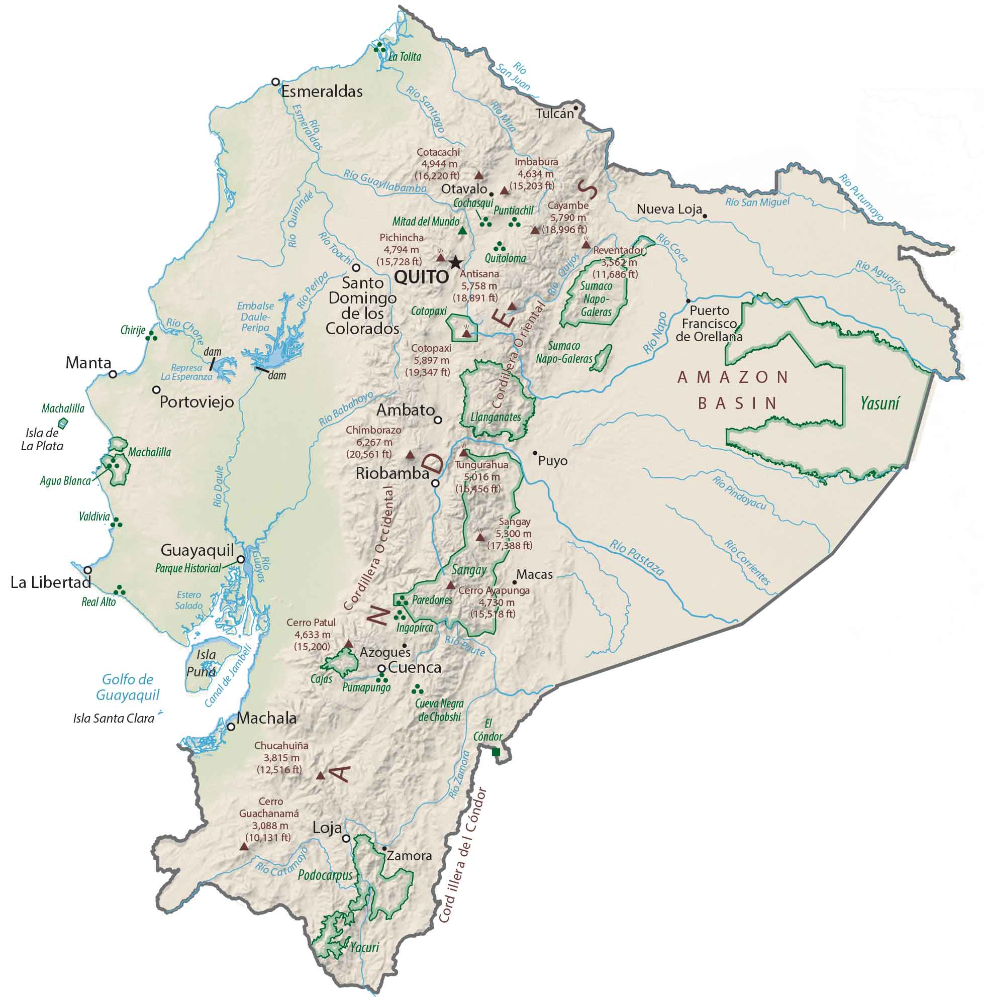 Ecuador Physical Map