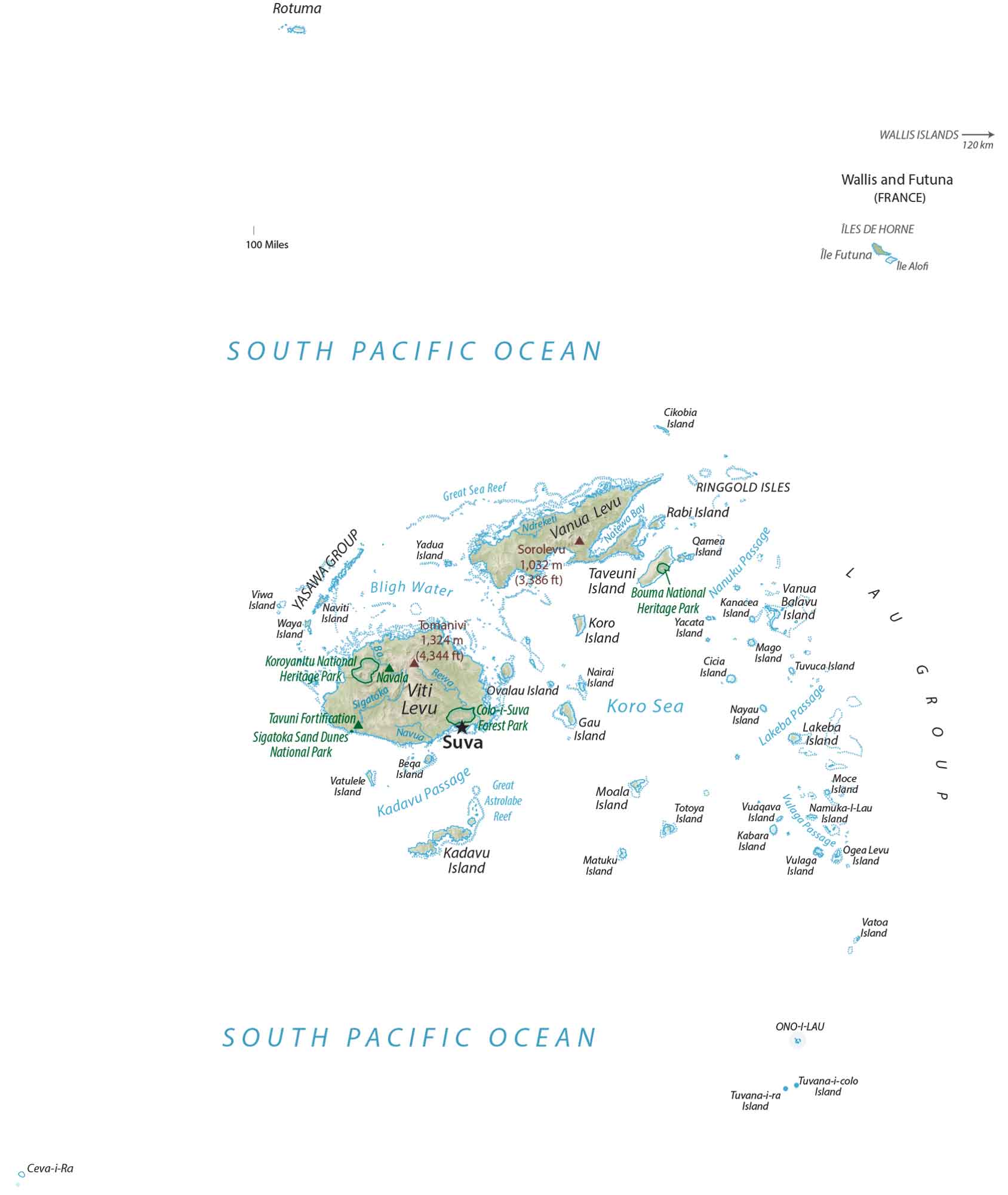 Fiji Physical Map