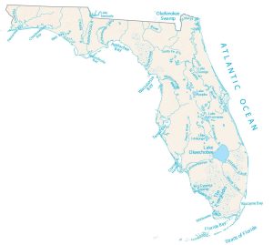 Florida Lakes and Rivers Map