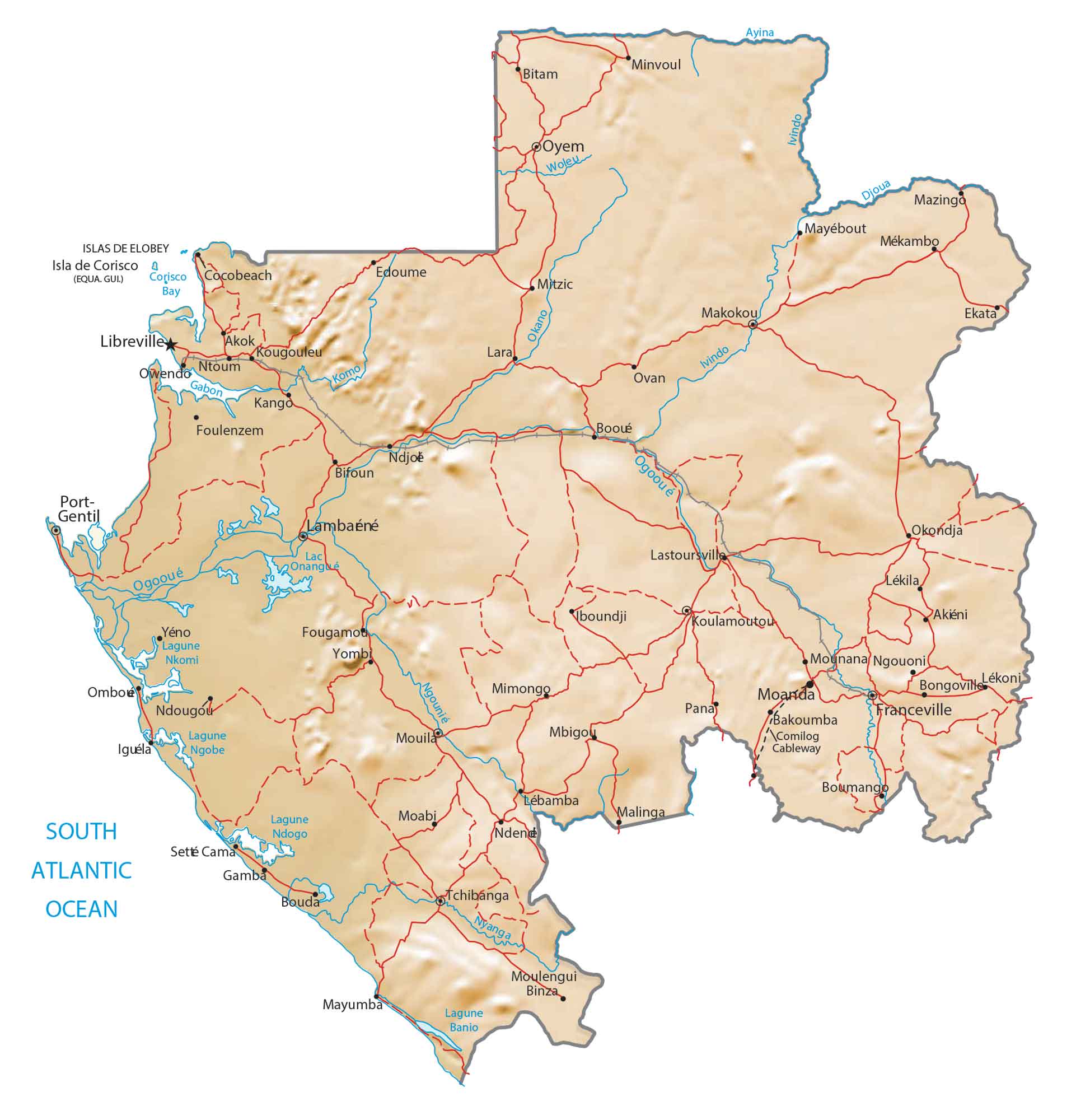 Gabon Physical Map
