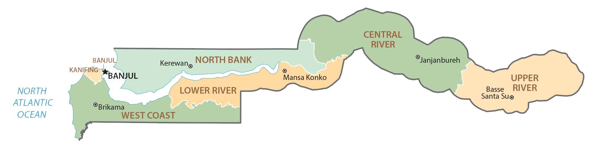 Gambia Districts Map