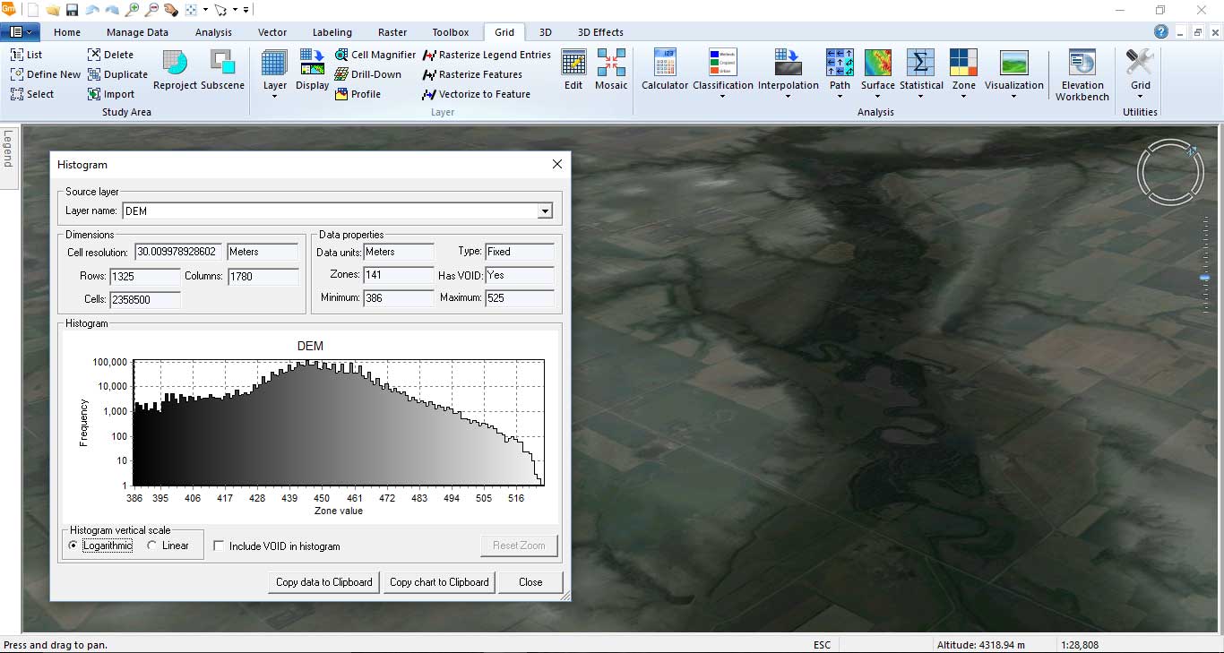 Geomedia DEM Histogram