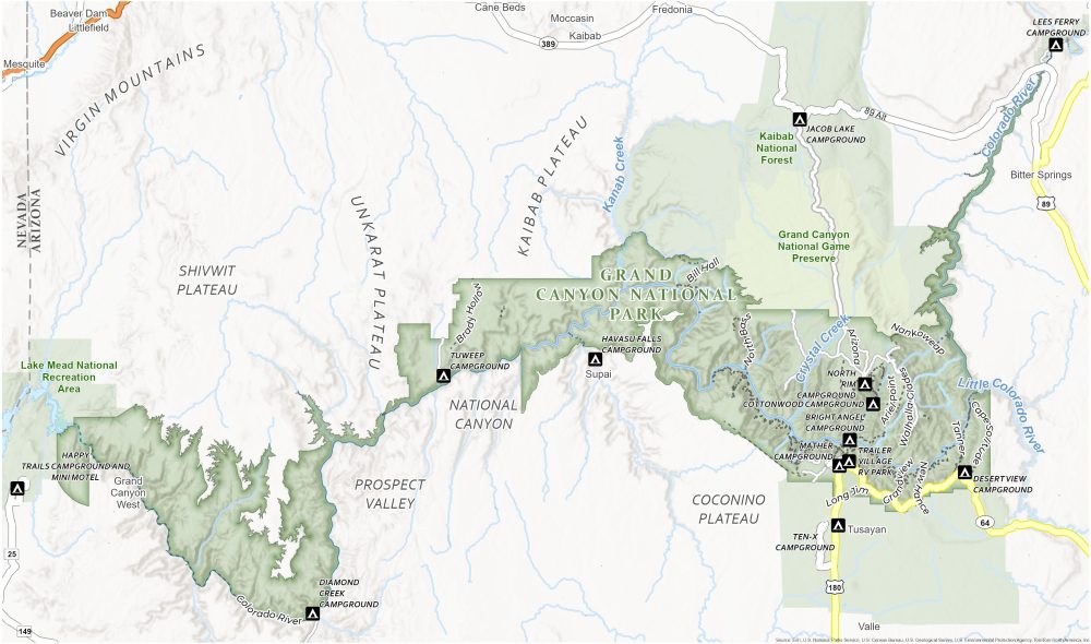 Grand Canyon National Park Campgrounds Map