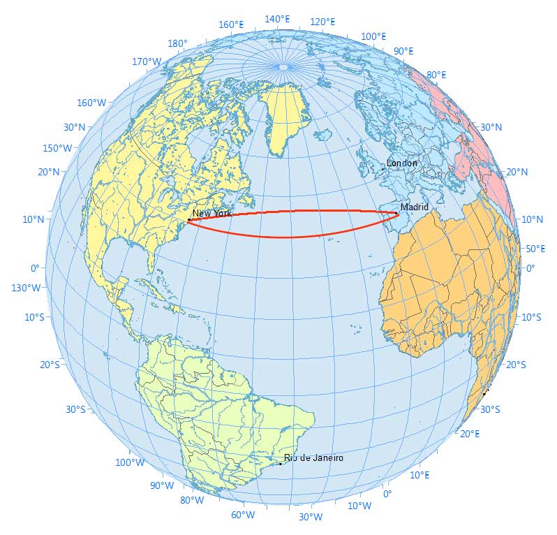 Great Circle New York Madrid