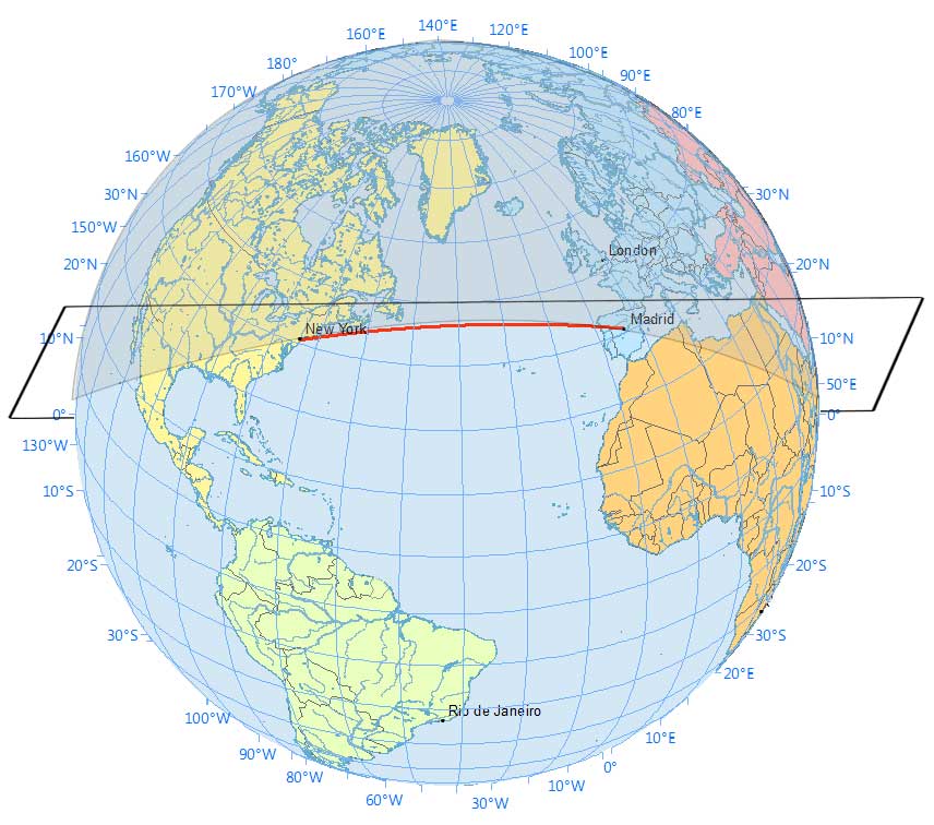Great Circle New York Madrid
