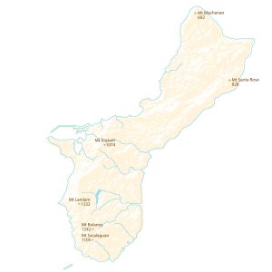 Guam Mountains and Peaks Map