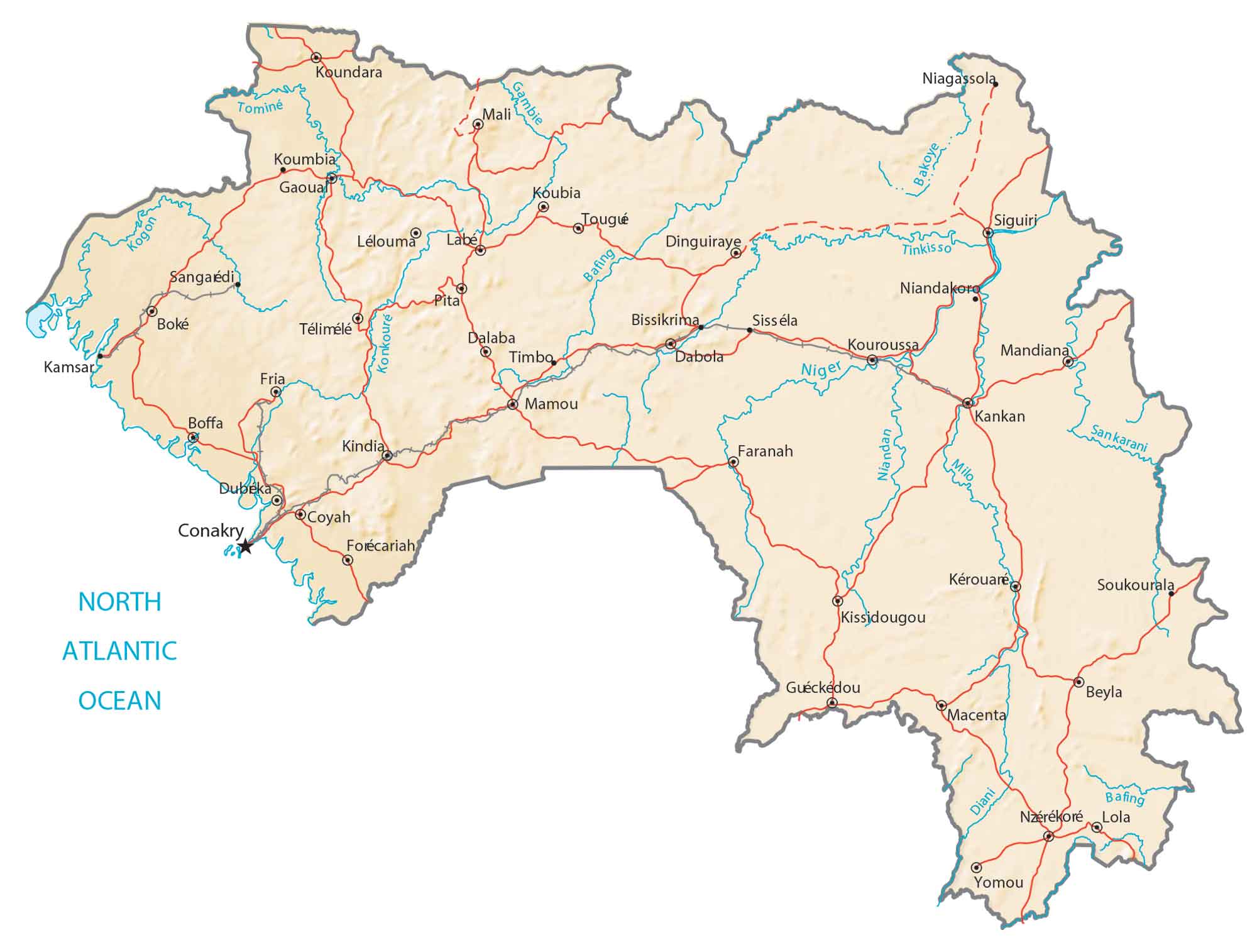 Guinea Physical Map