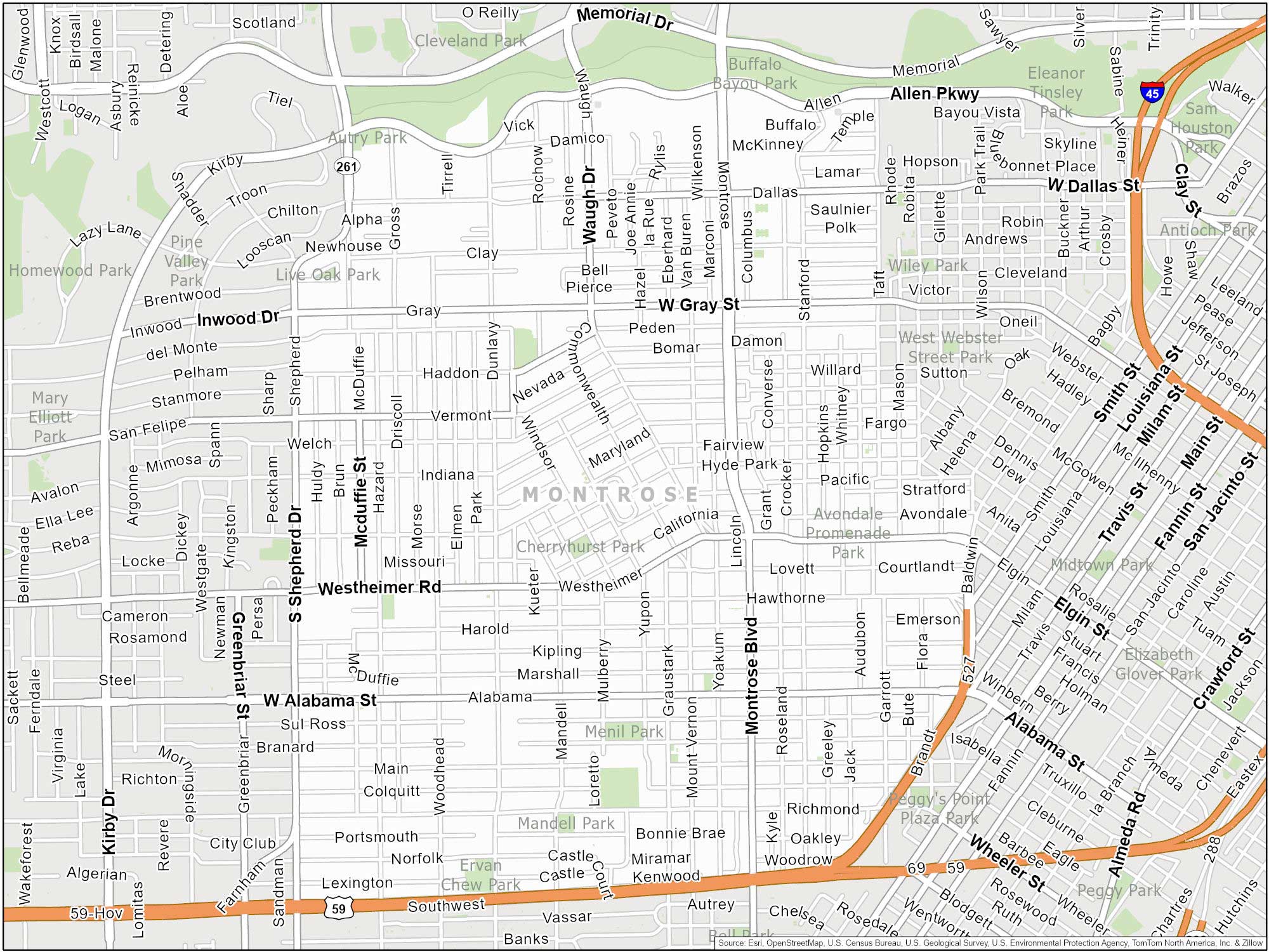 Houston Montrose Map