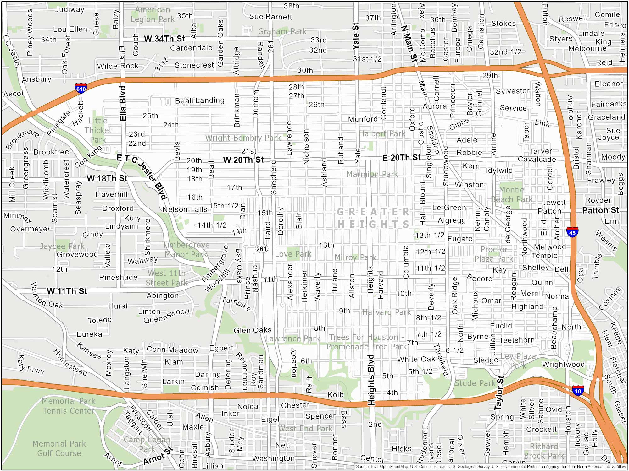 Houston The Heights Map