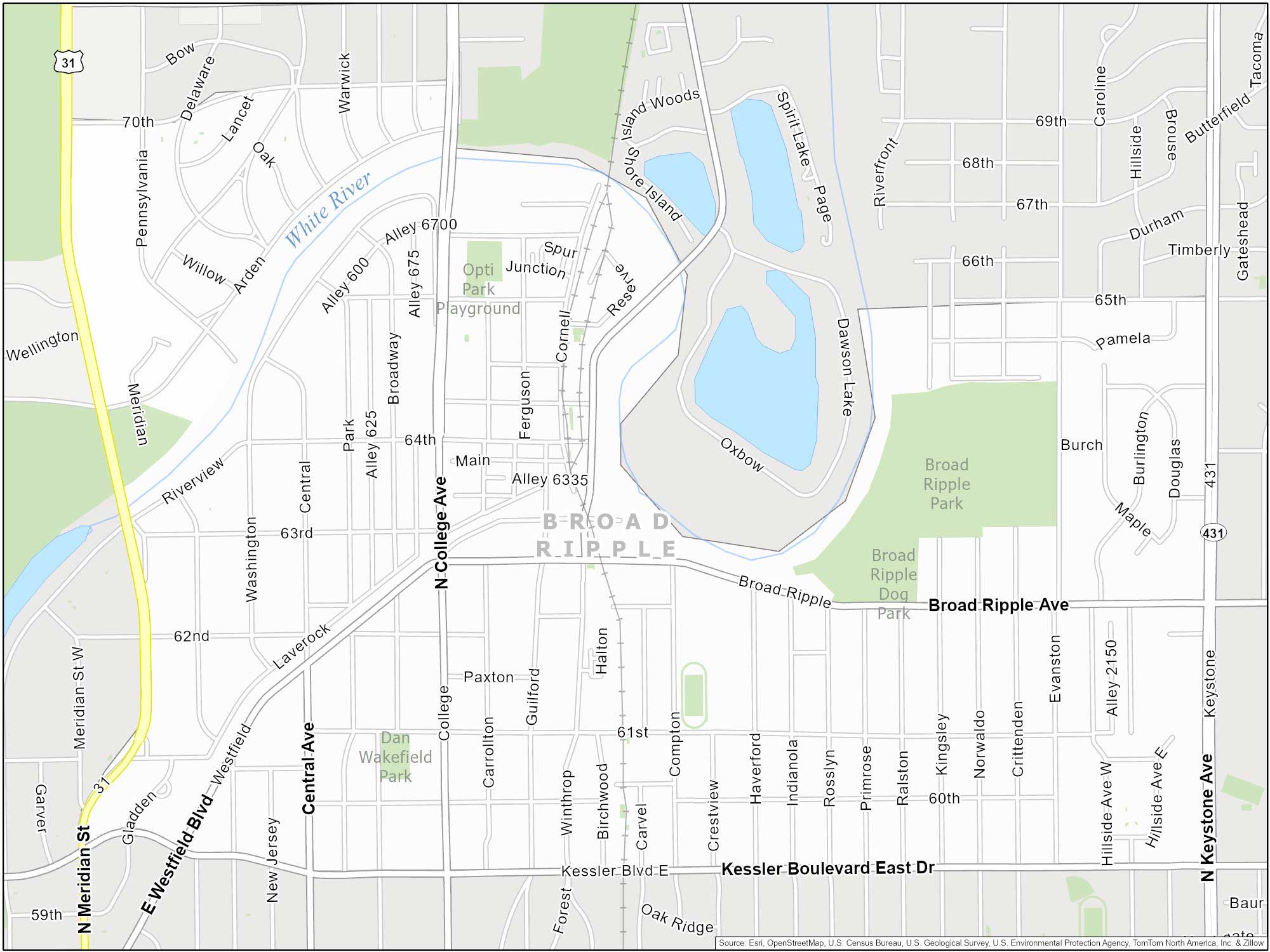 Indianapolis Broad Ripple Map