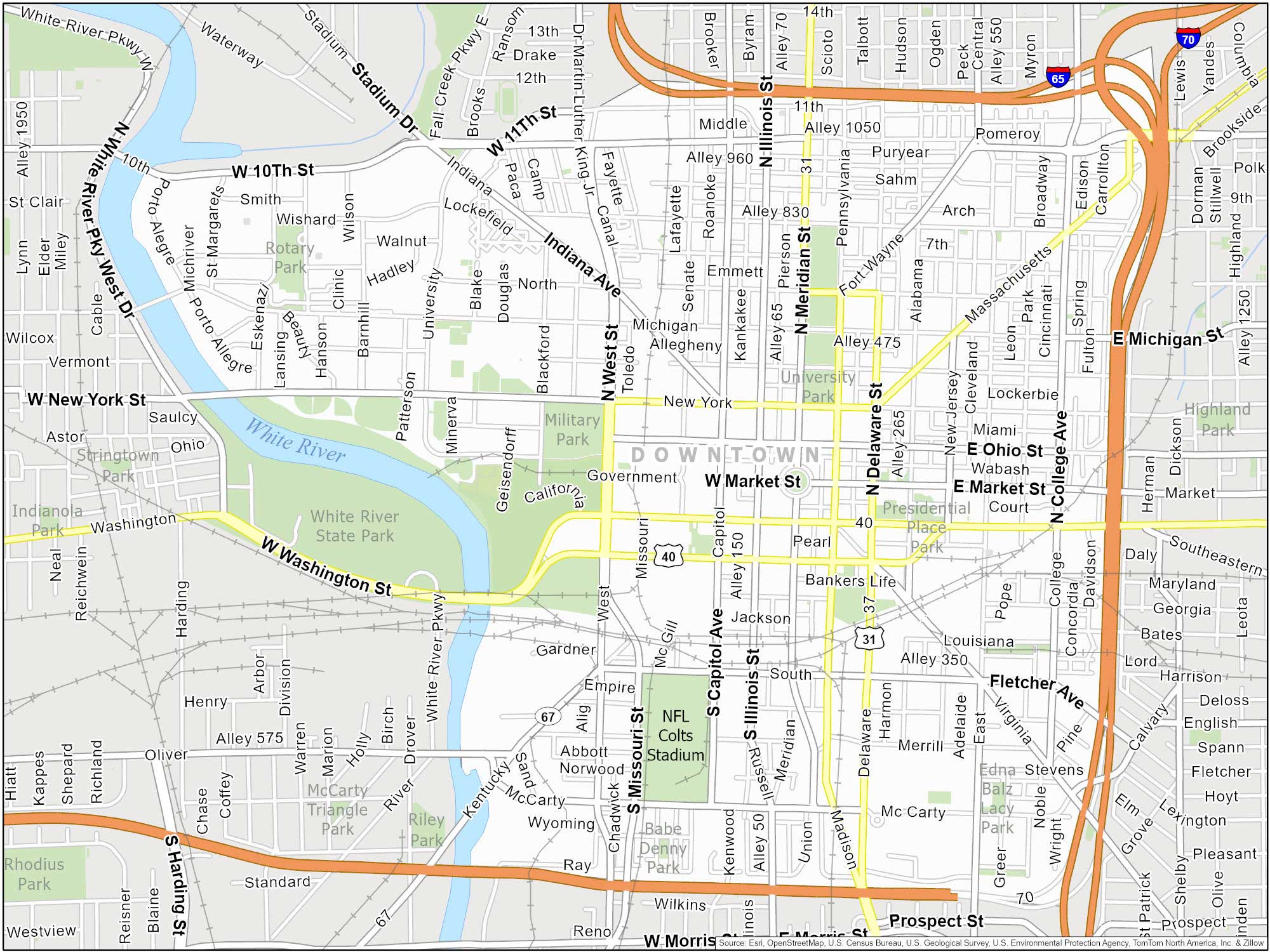 Indianapolis Downtown Map