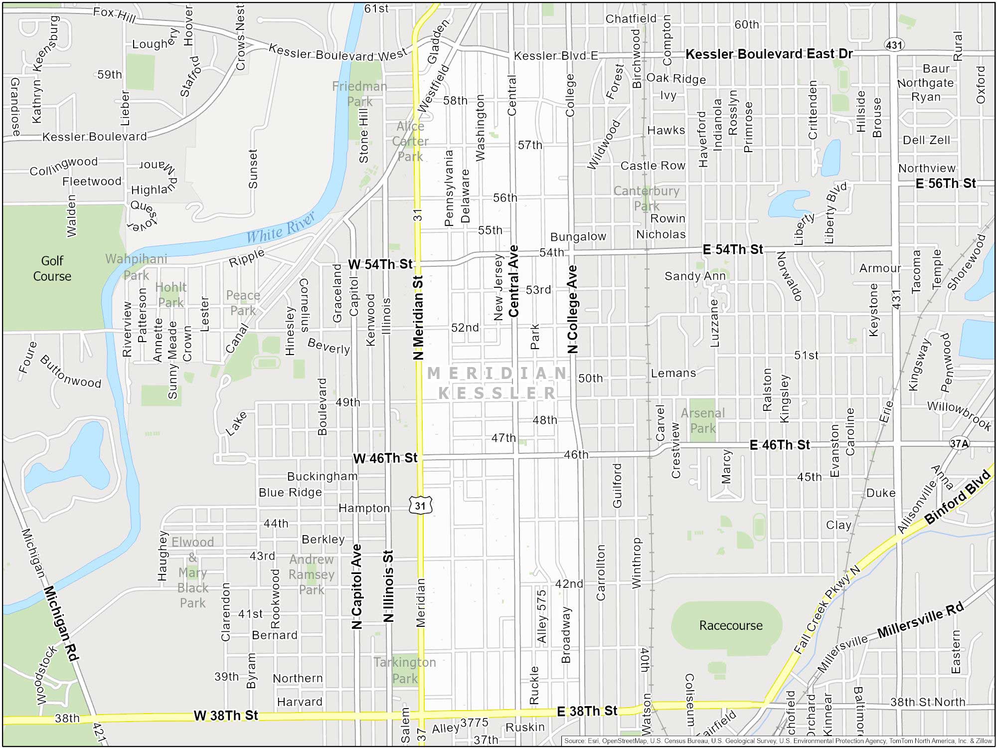 Indianapolis Meridian-Kessler Map