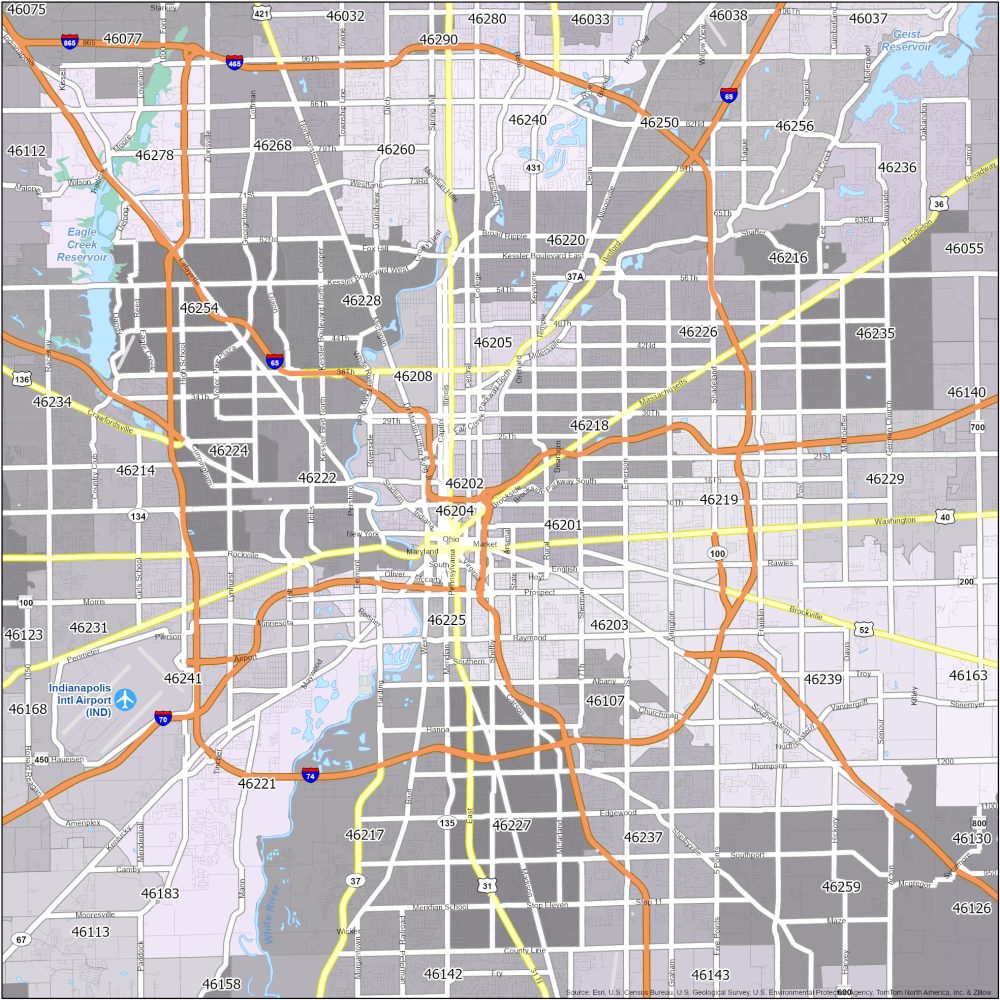 Indianapolis Zip Code Map