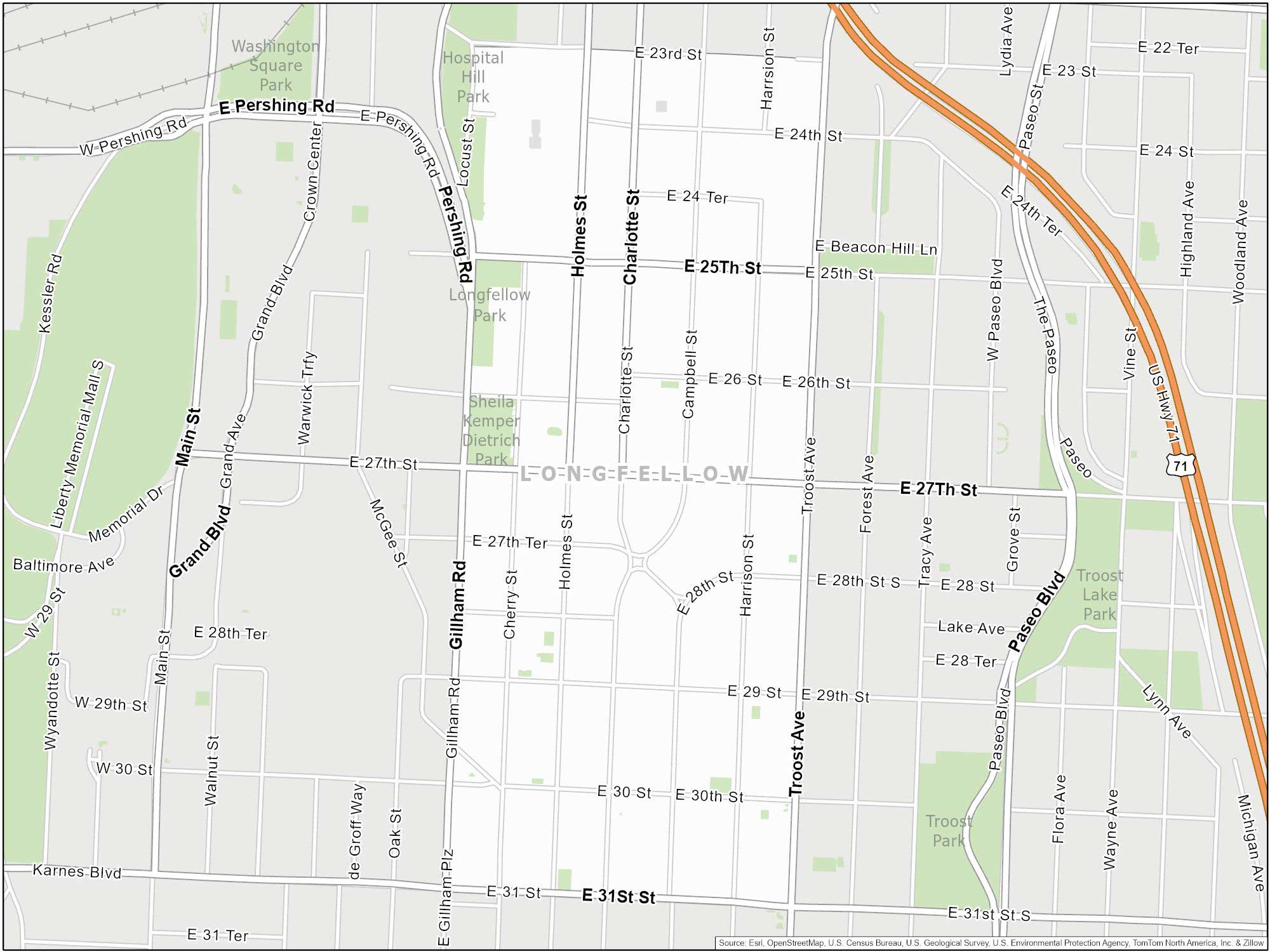 Kansas City Longfellow Map