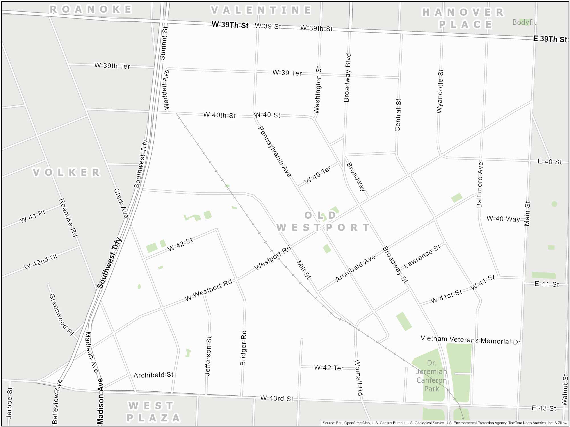 Kansas City Old Westport Map