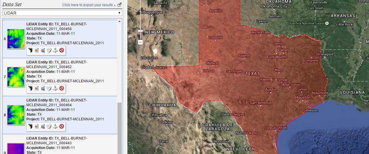 LiDAR USGS Earth Explorer