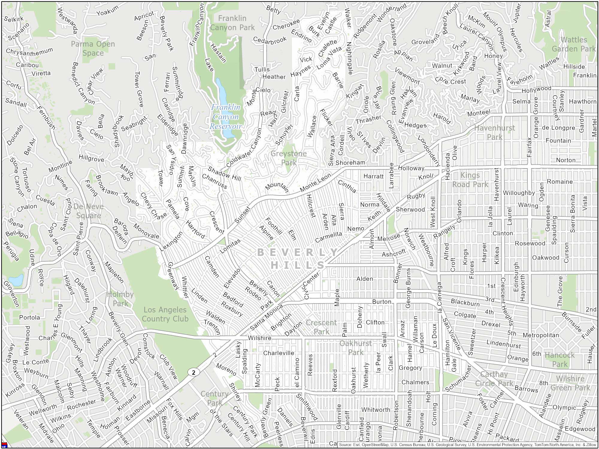 Los Angeles Beverly Hills Map