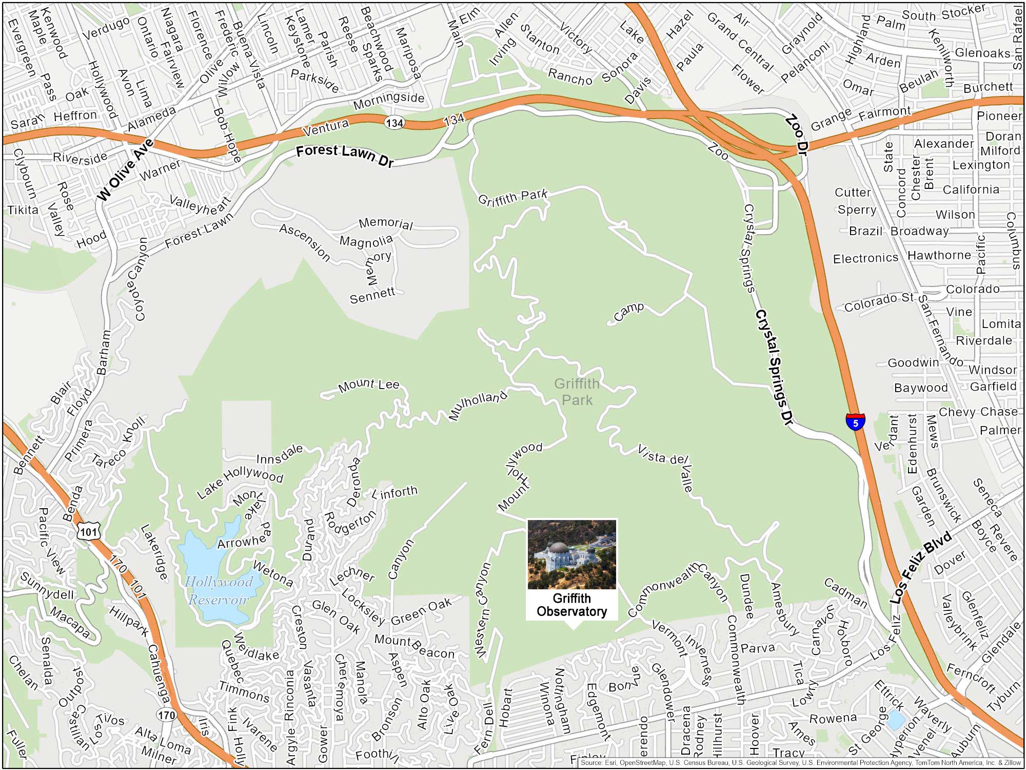Los Angeles Griffith Park Map
