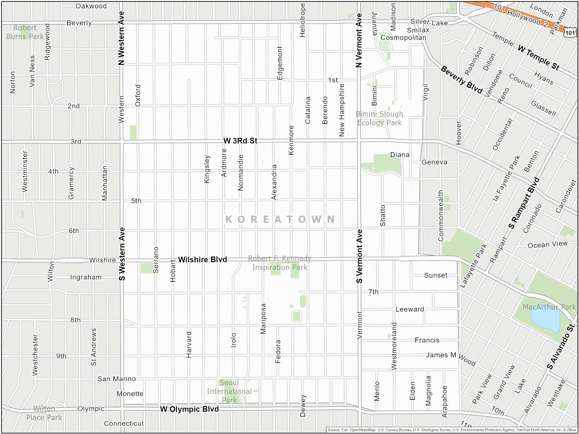 Los Angeles Koreatown Map