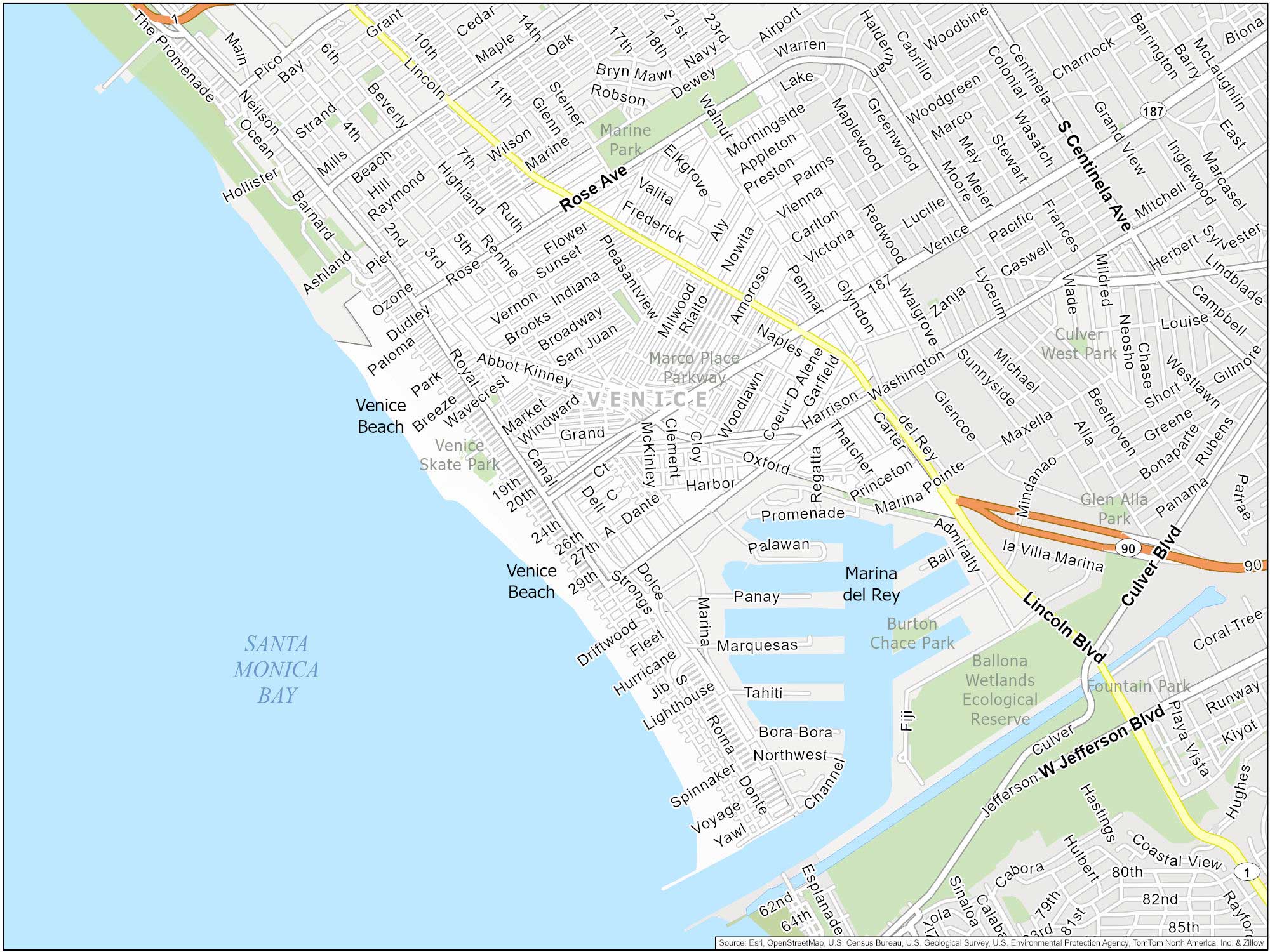 Los Angeles Venice Beach Map