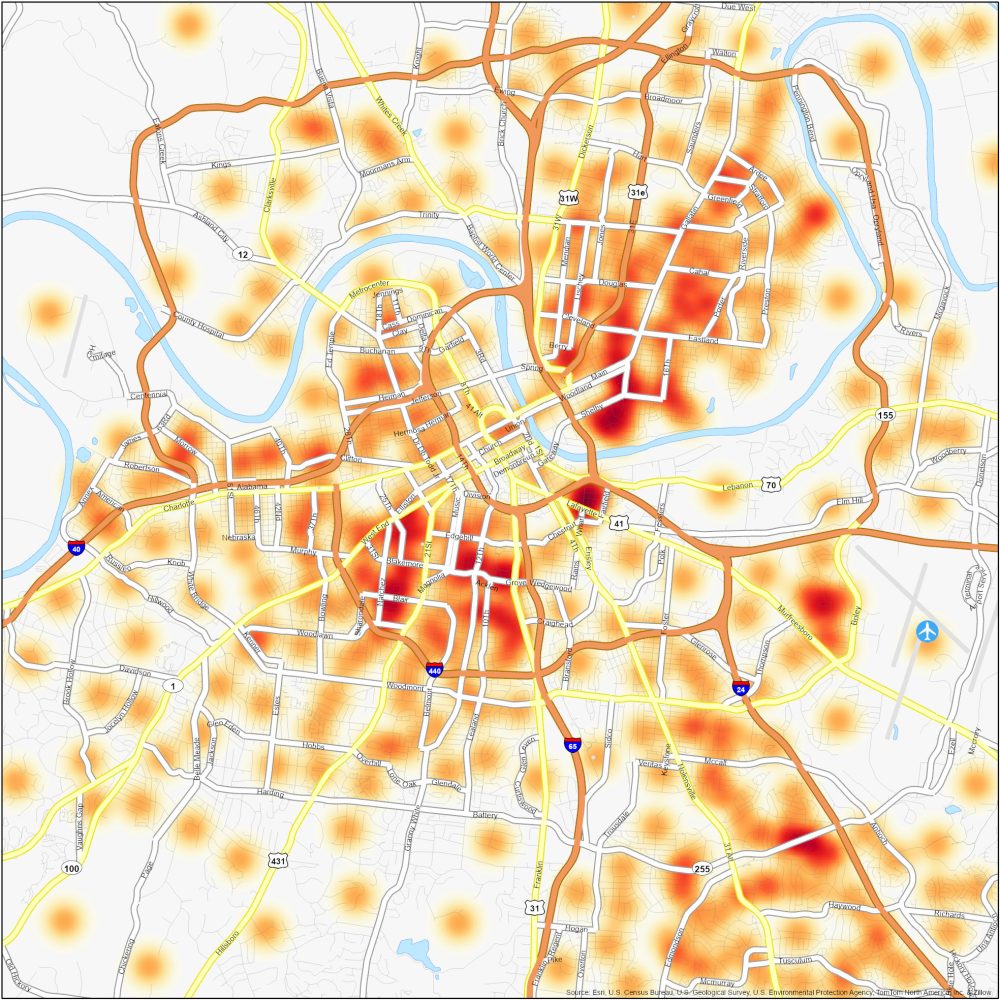 Nashville Downtown Crime Map