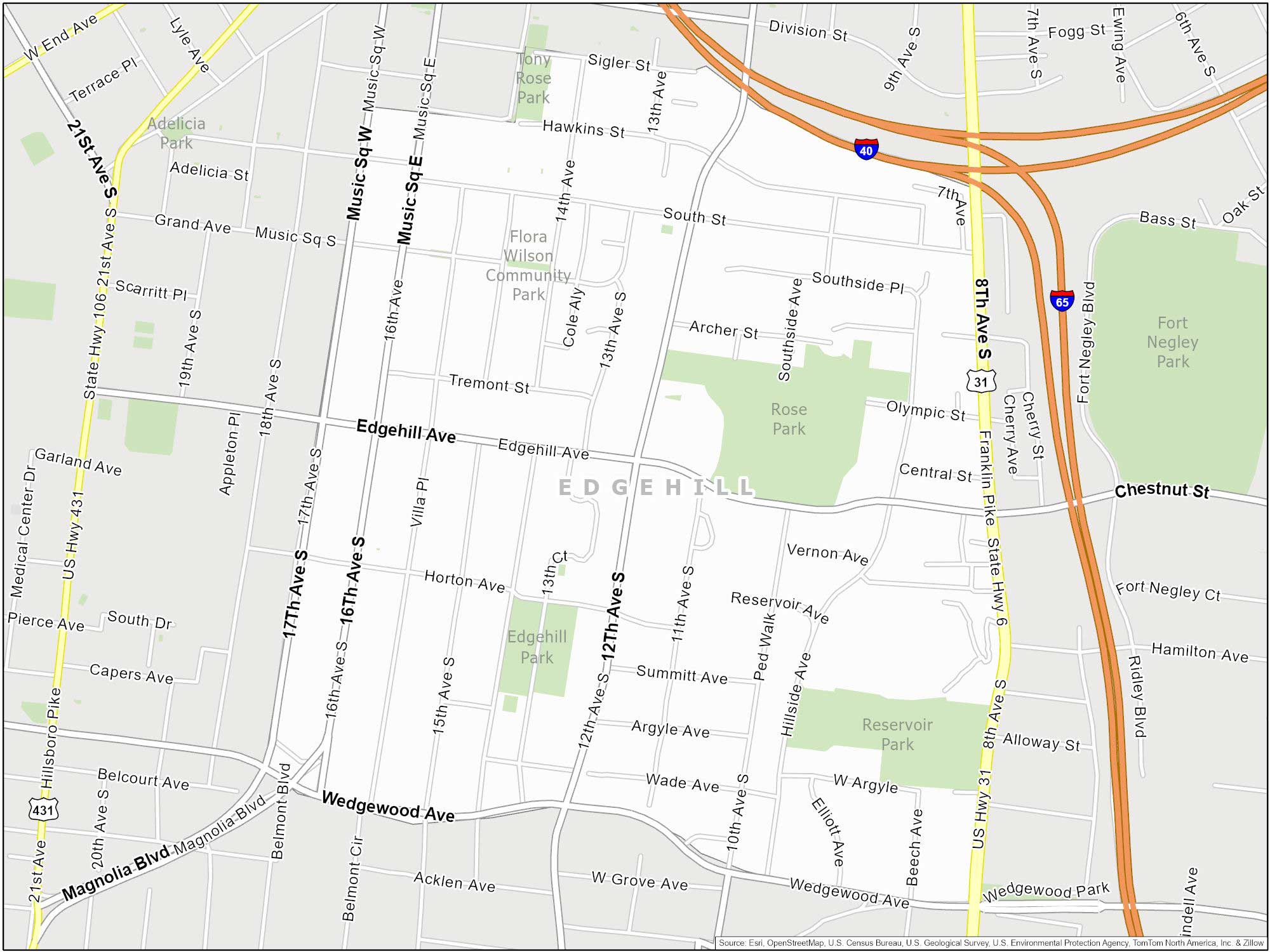 Nashville Edgehill Map