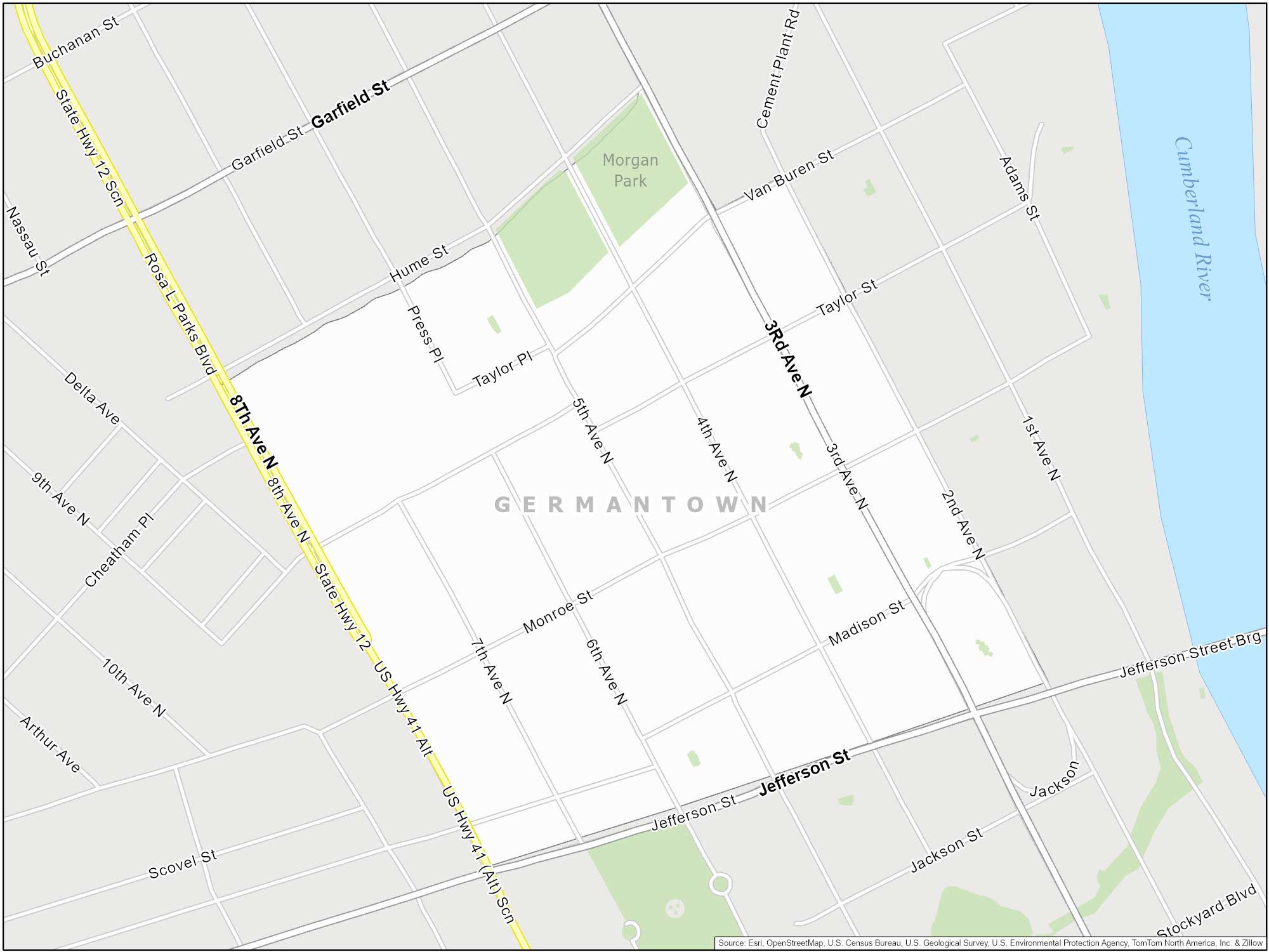 Nashville Germantown Map