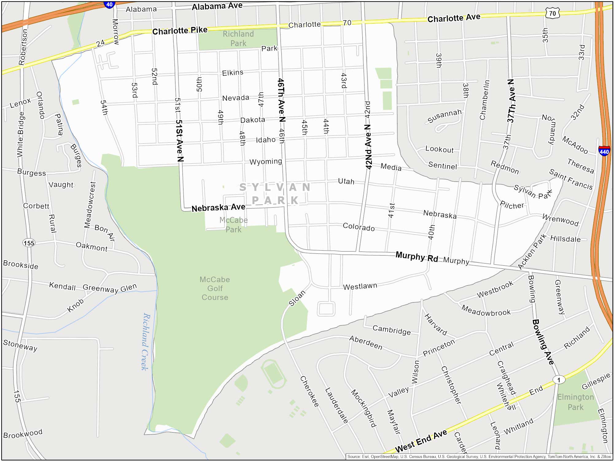Nashville Sylvan Park Map